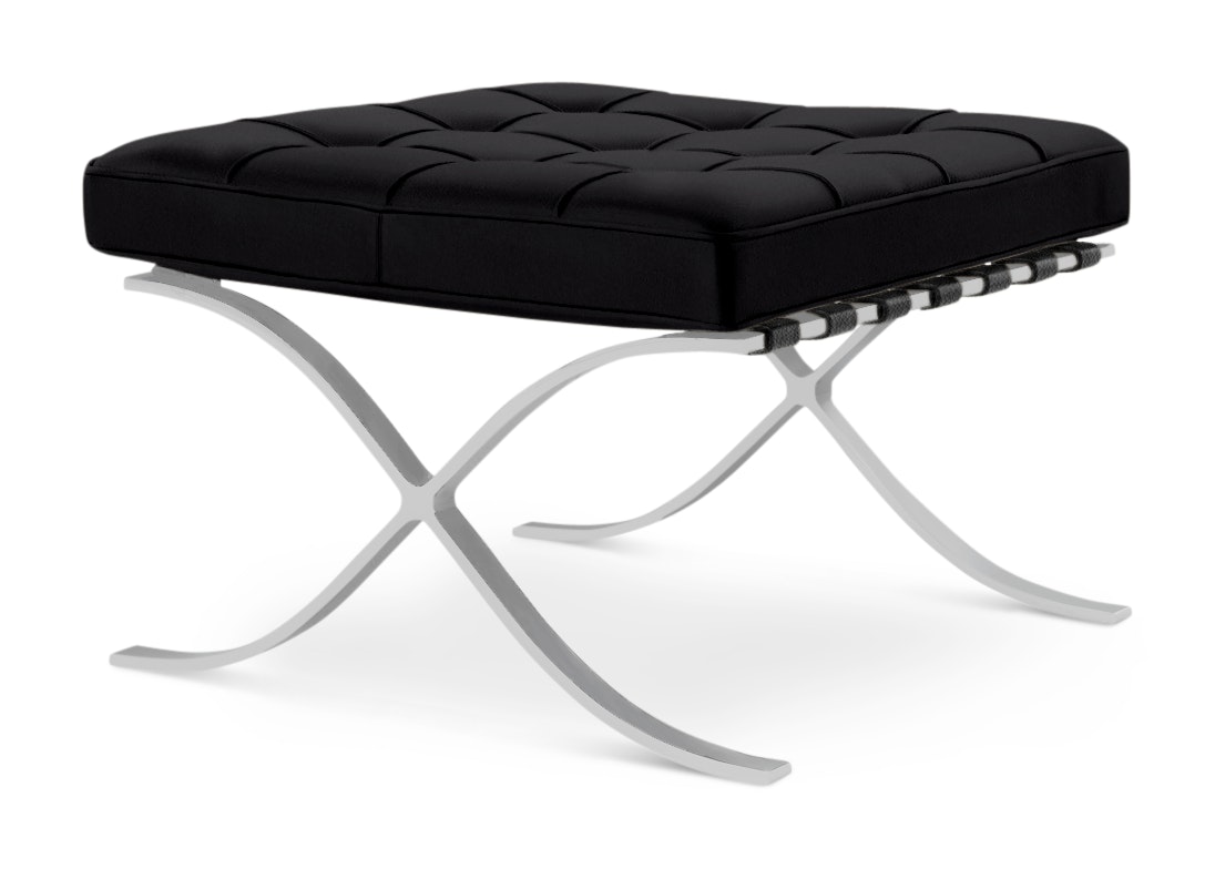 Barcelona Stool in Knoll Velvet,  Ebony,  Polished Chrome