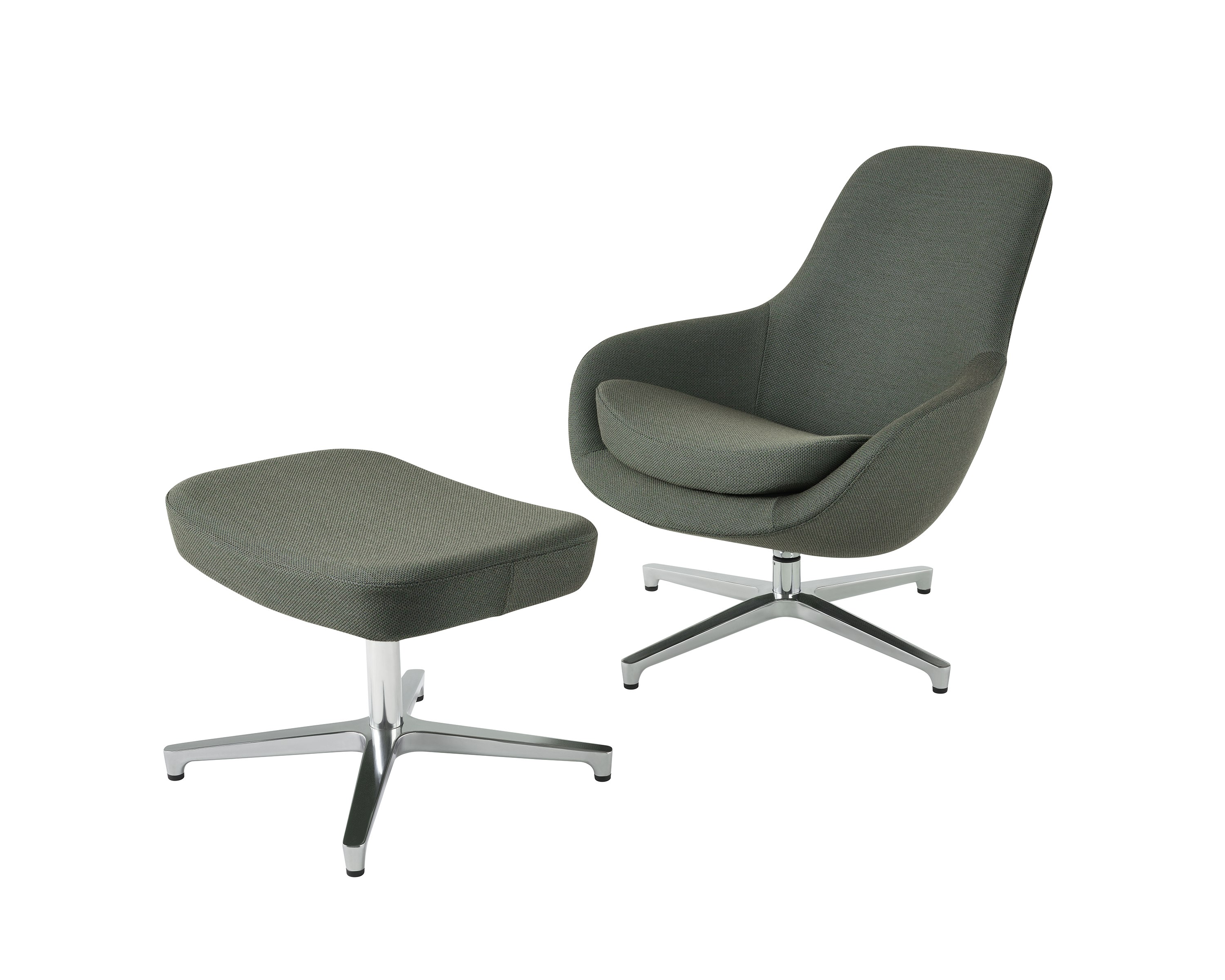 A Saiba Lounge Chair and Ottoman, viewed at an angle.