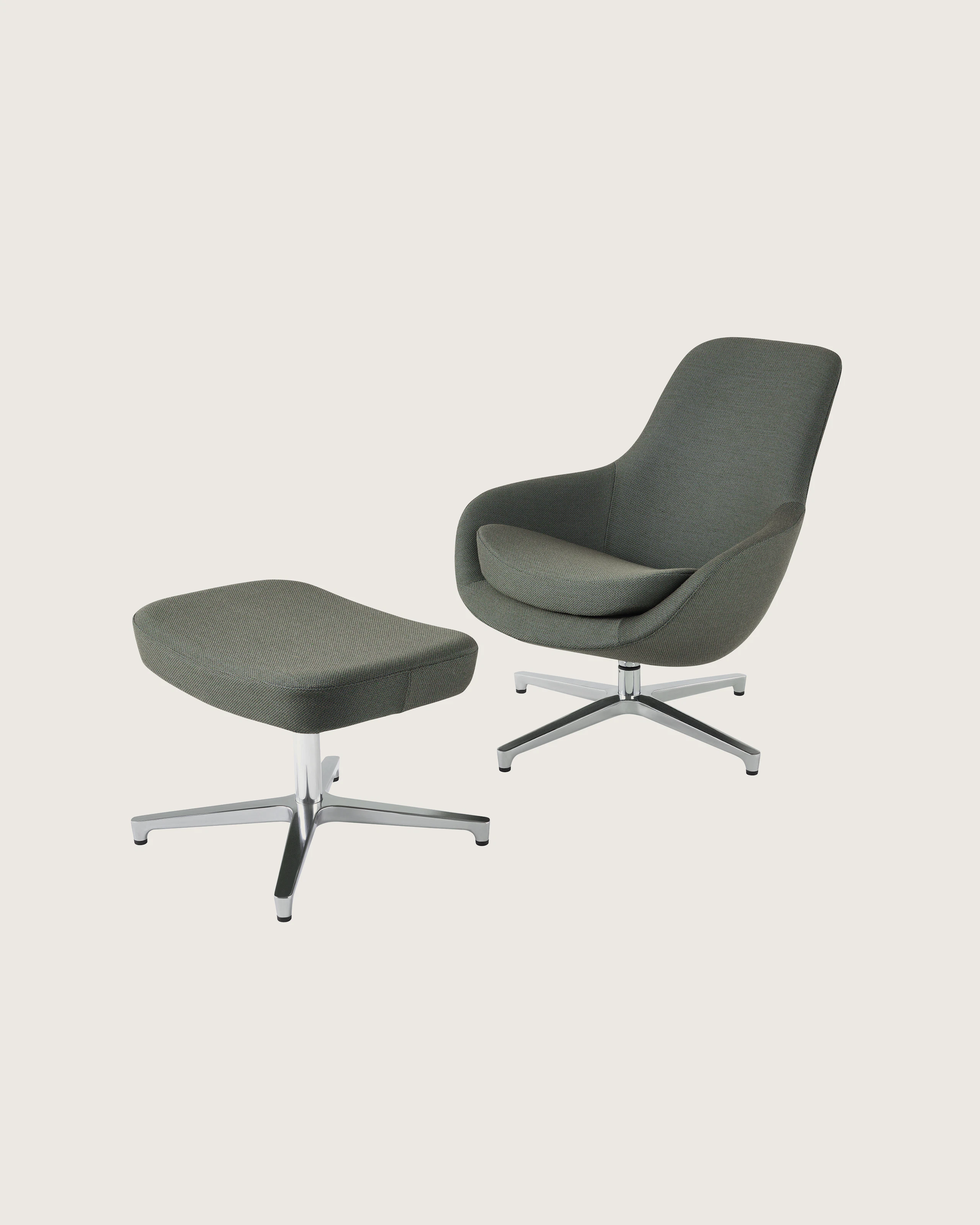 A Saiba Lounge Chair and Ottoman, viewed at an angle.