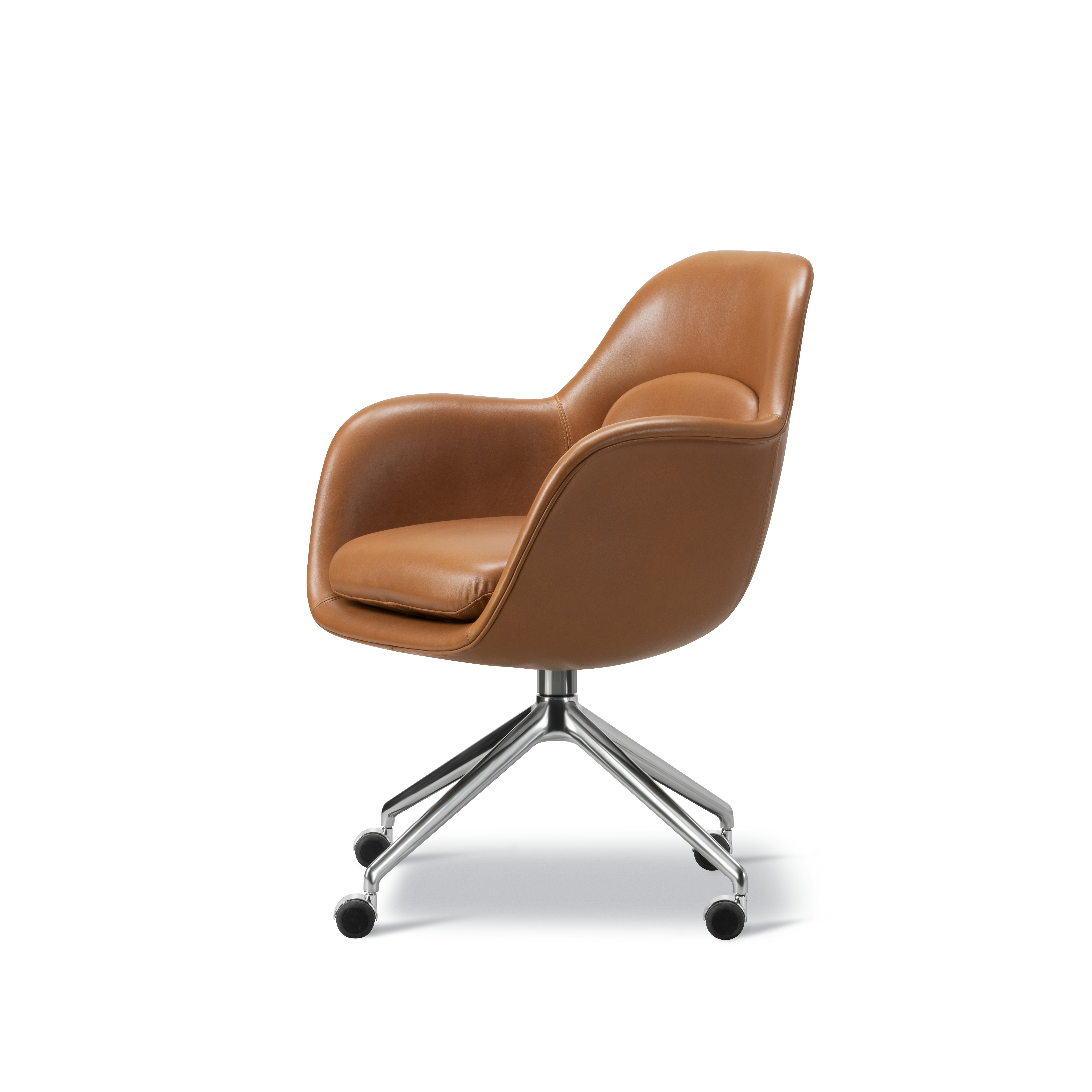 A Swoon Task Chair in 307Cognac viewed from an angle.