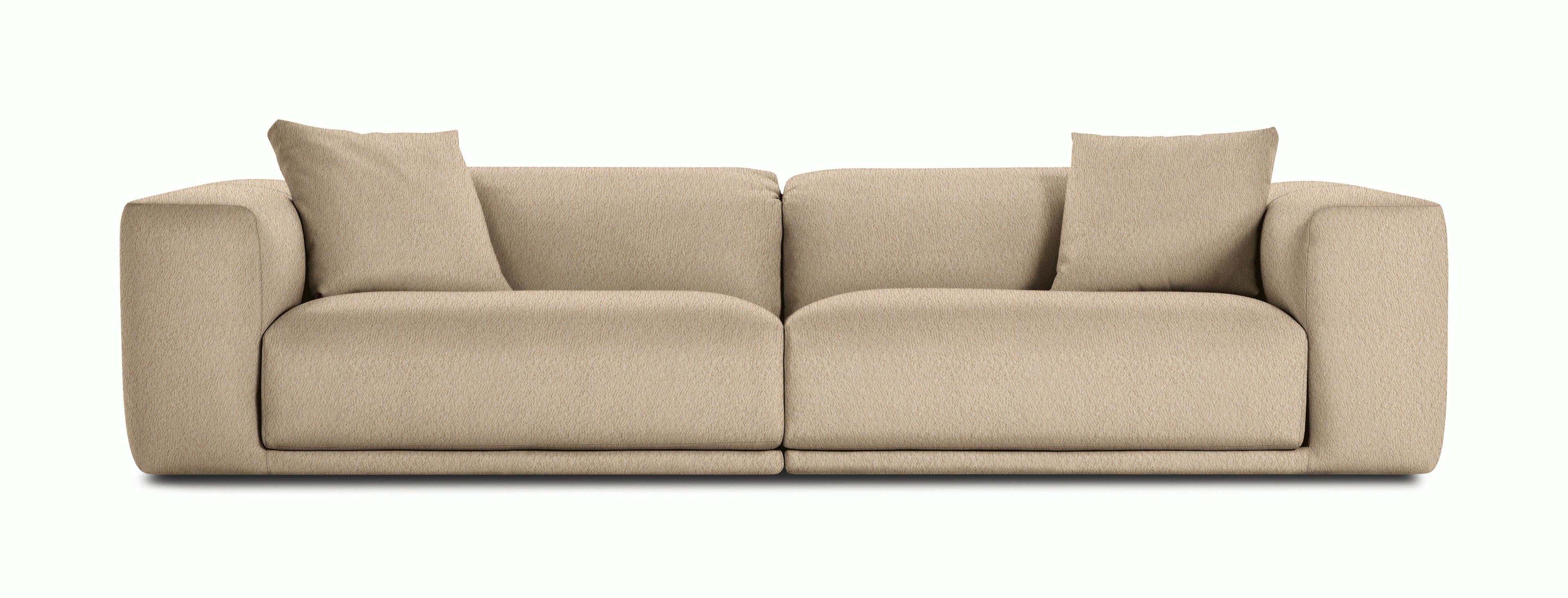 A Kelston Sofa in Sand viewed from the front.