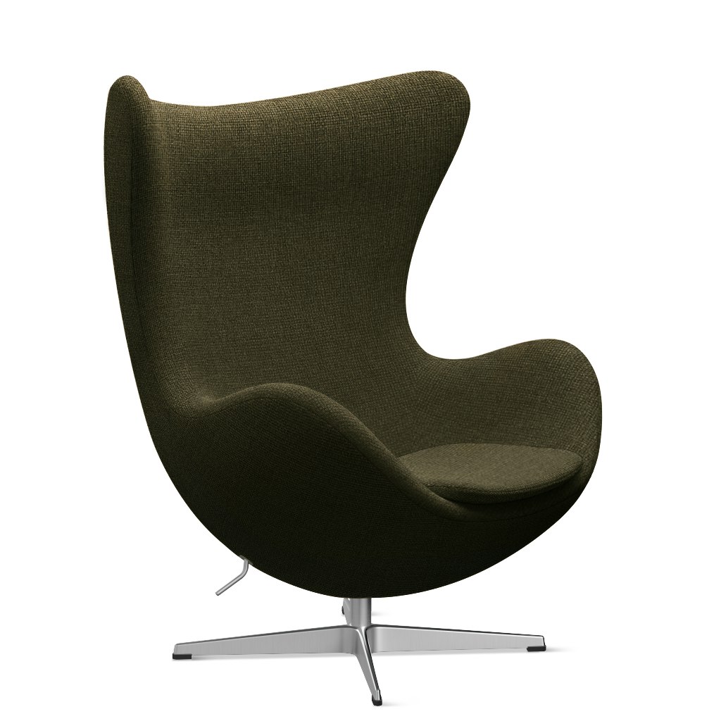 A Egg Chair in Militare viewed from an angle.