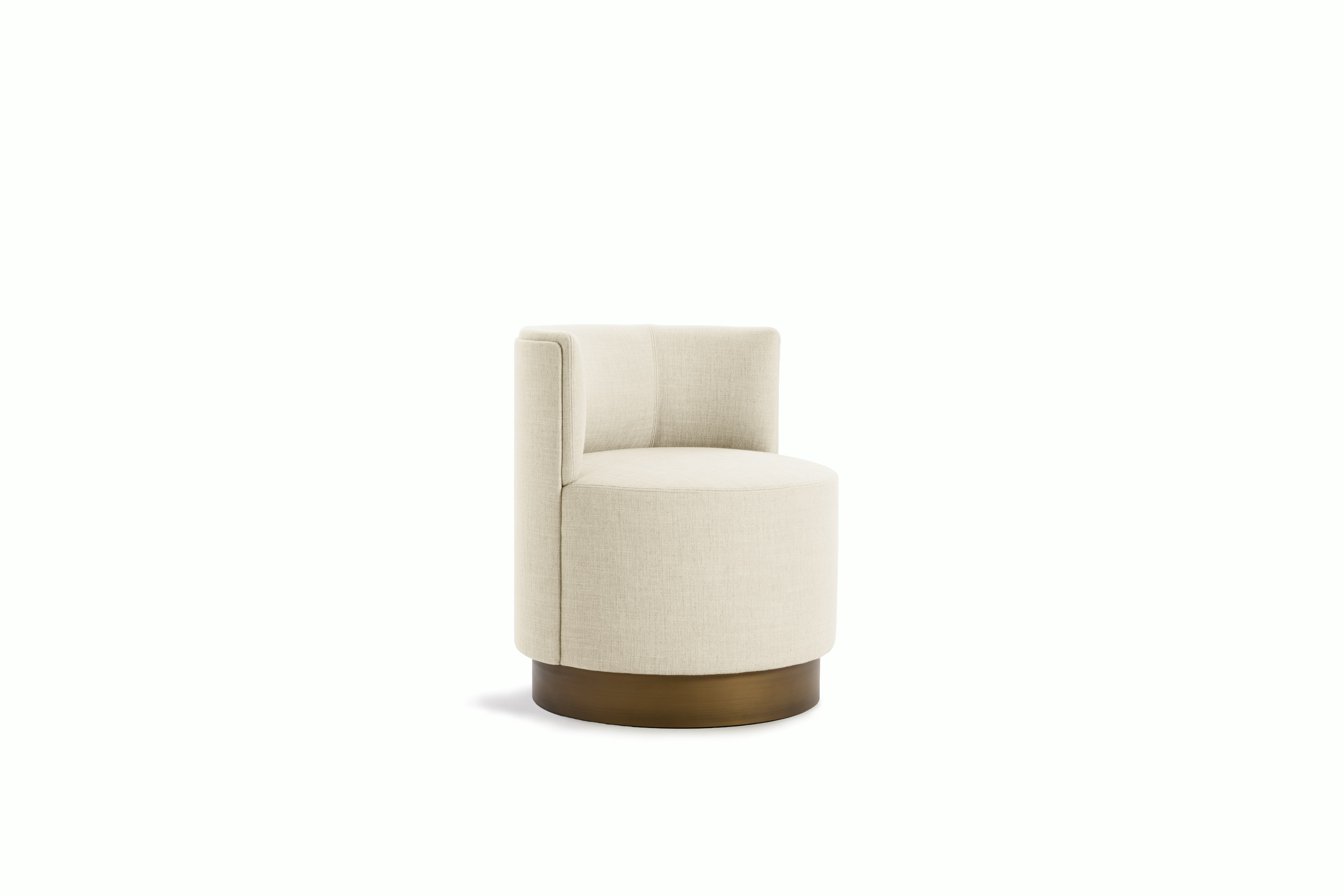 A Clubby Dining Chair in Brushed Brass Viewed from an angle.
