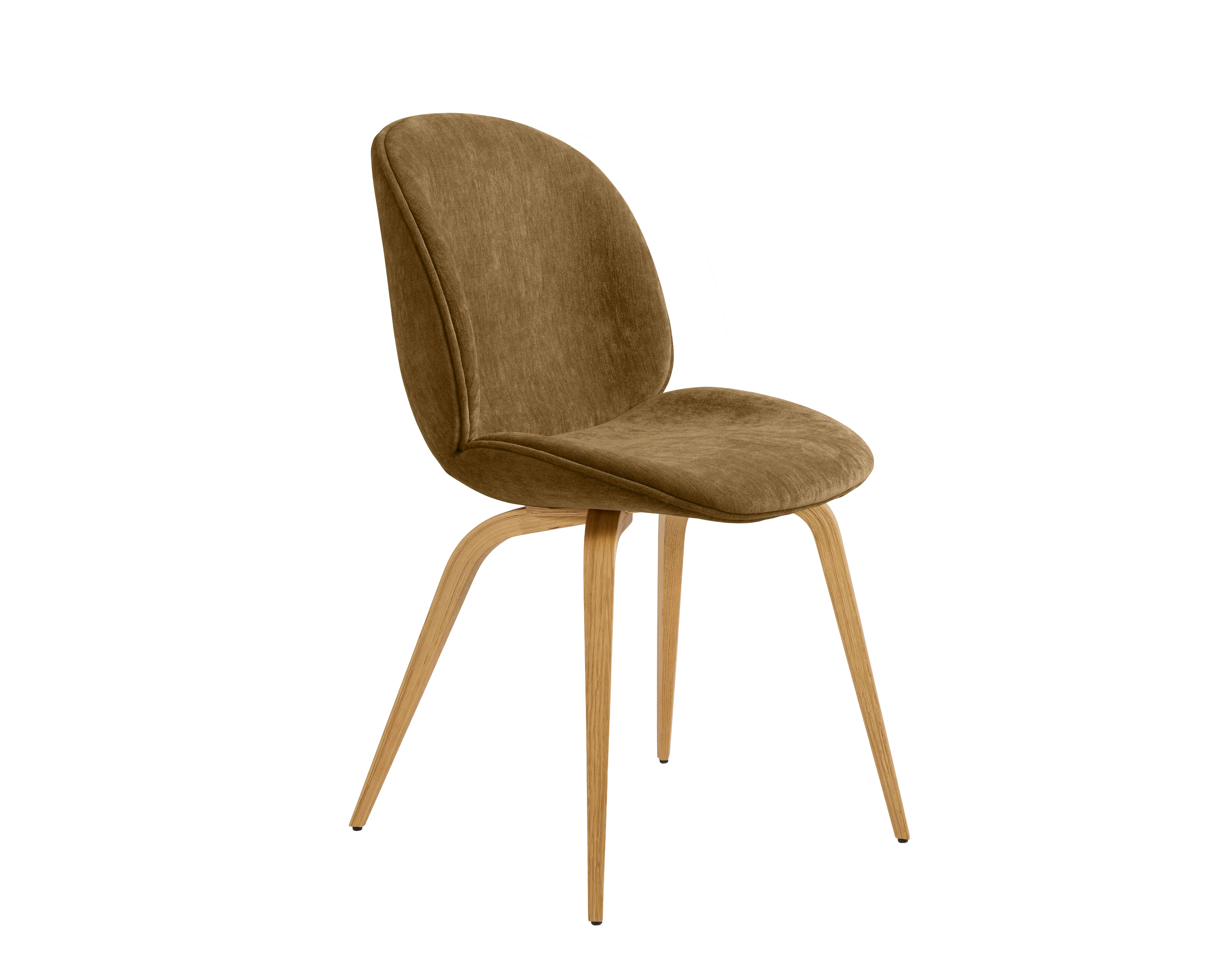 A Beetle Side Chair in khaki, oak viewed from an angle.