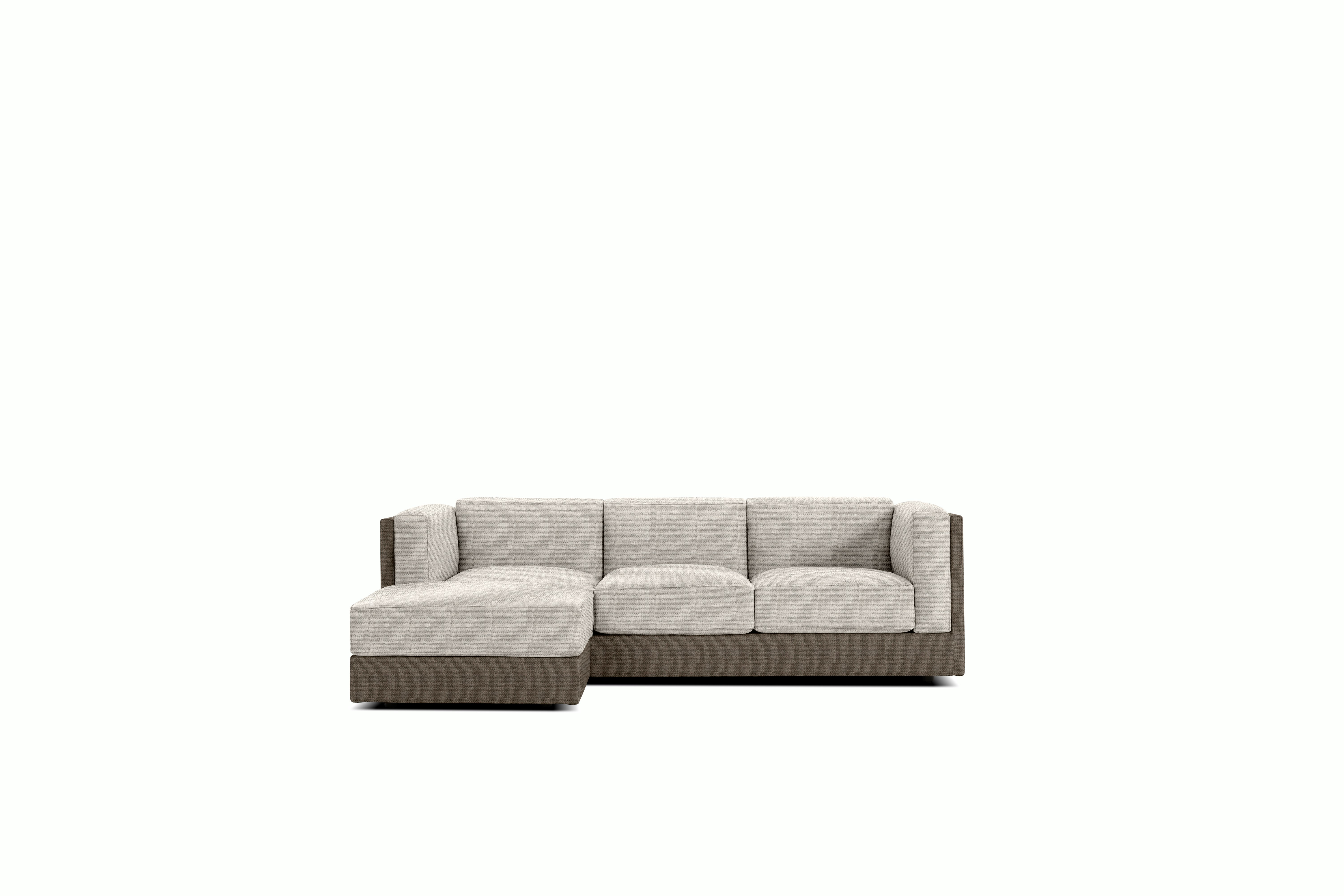 Symme Sectional Chaise - Fabric Frame,  Pebble Weave,  Bark,  Pebble Weave,  Buff