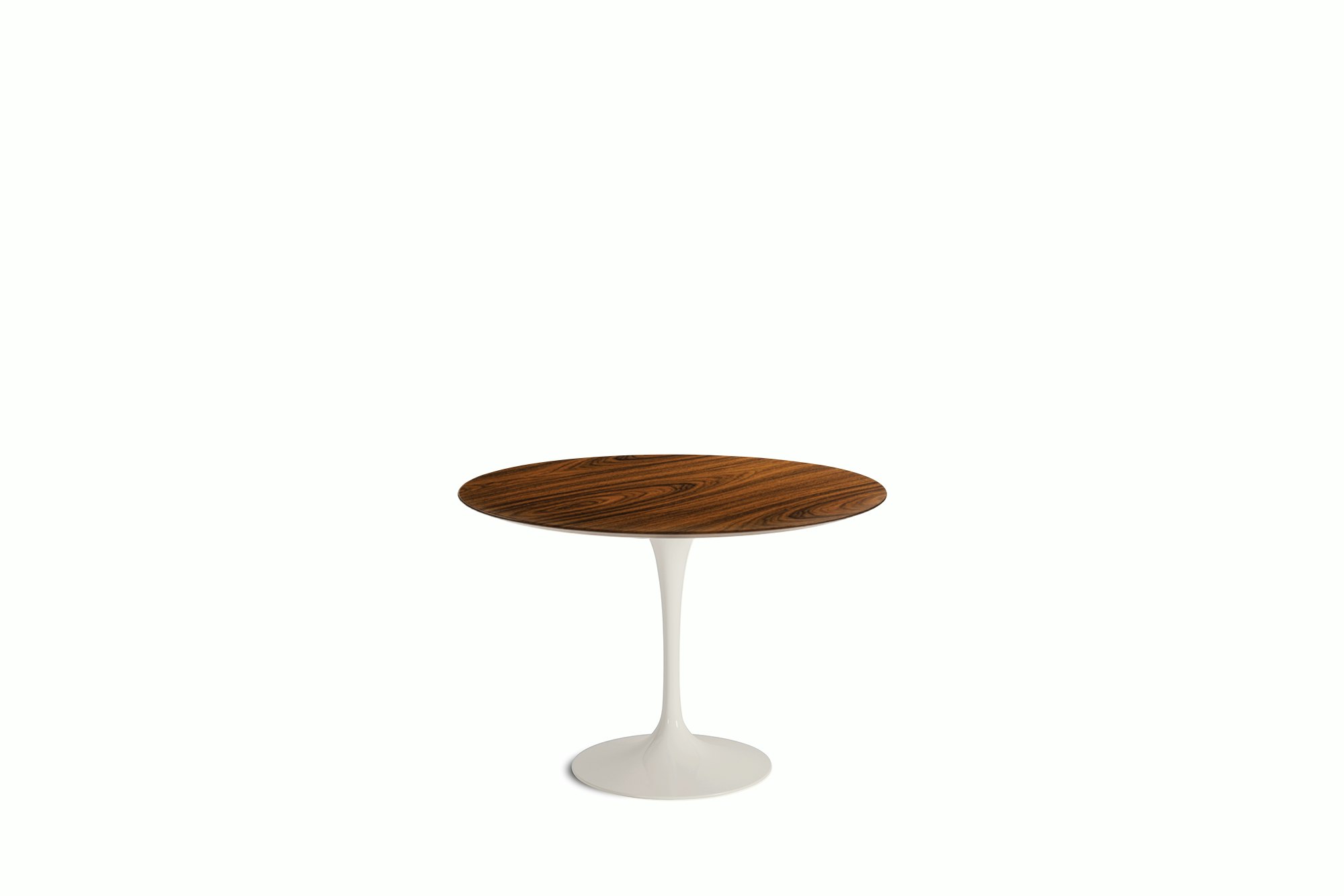 A Saarinen Lounge Table in Rosewood viewed from the front.
