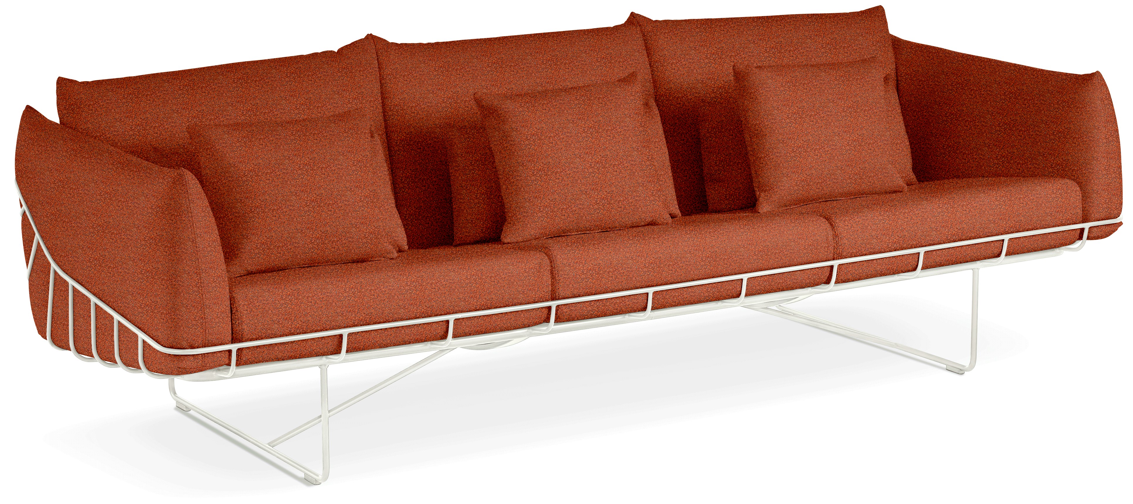 Wireframe Sofa -  3-Seat,  Whim,  Terra Cotta,  White