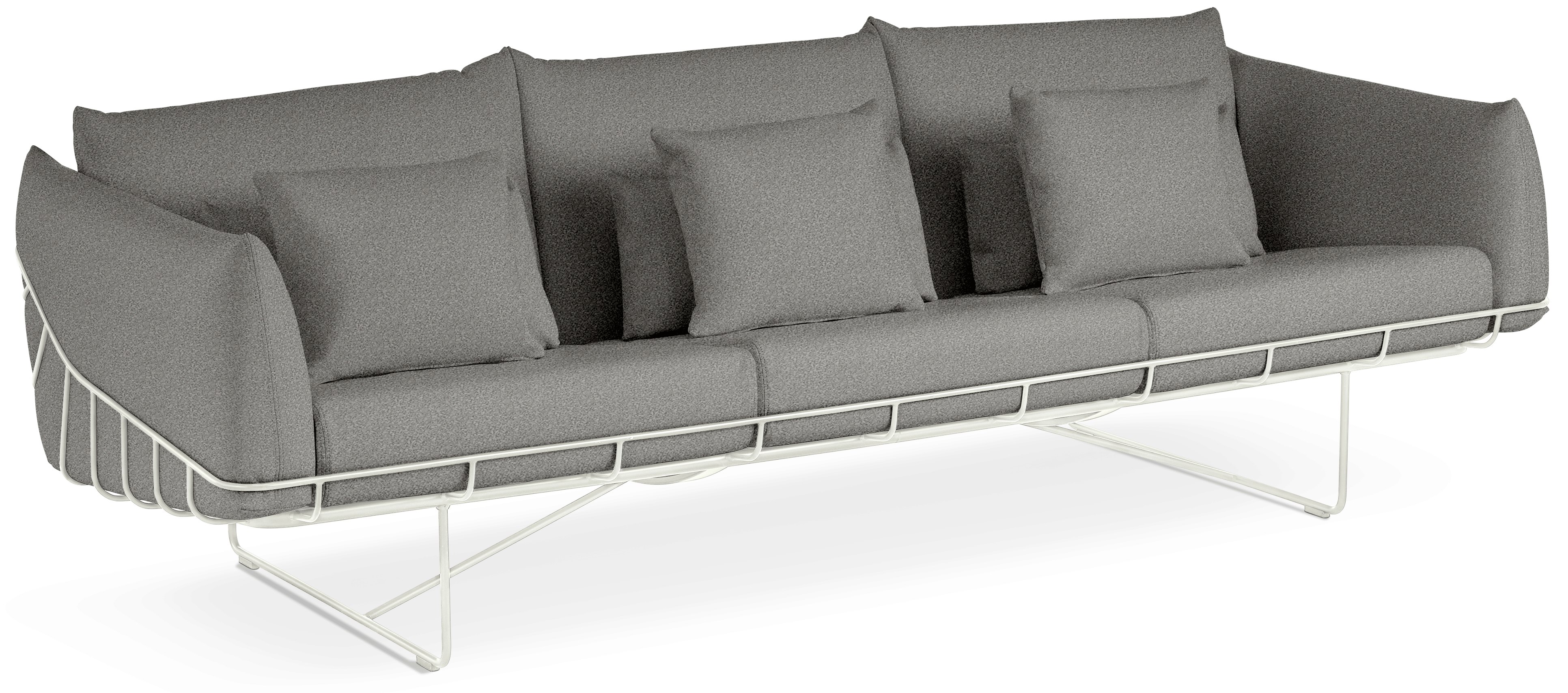 Wireframe Sofa -  3-Seat,  Whim,  Pewter,  White