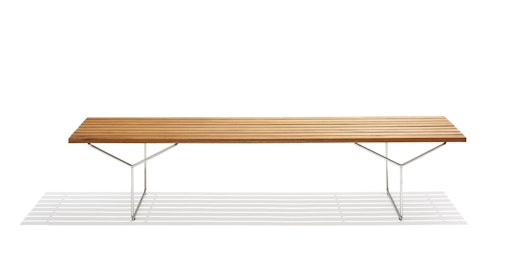 KnollStudio Teak Wood Bertoia Bench Side View