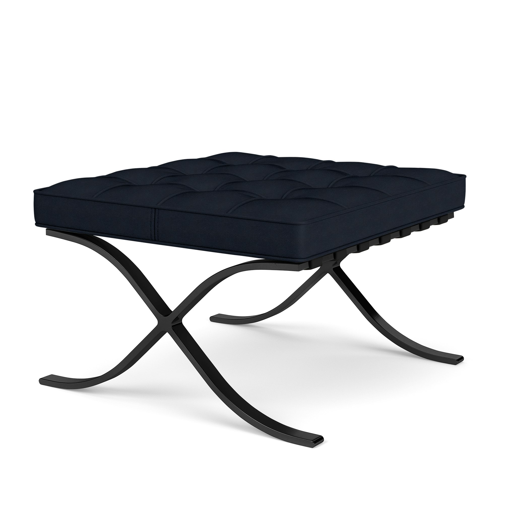 Barcelona Stool in Volo Leather,  Ocean Deep,  Black