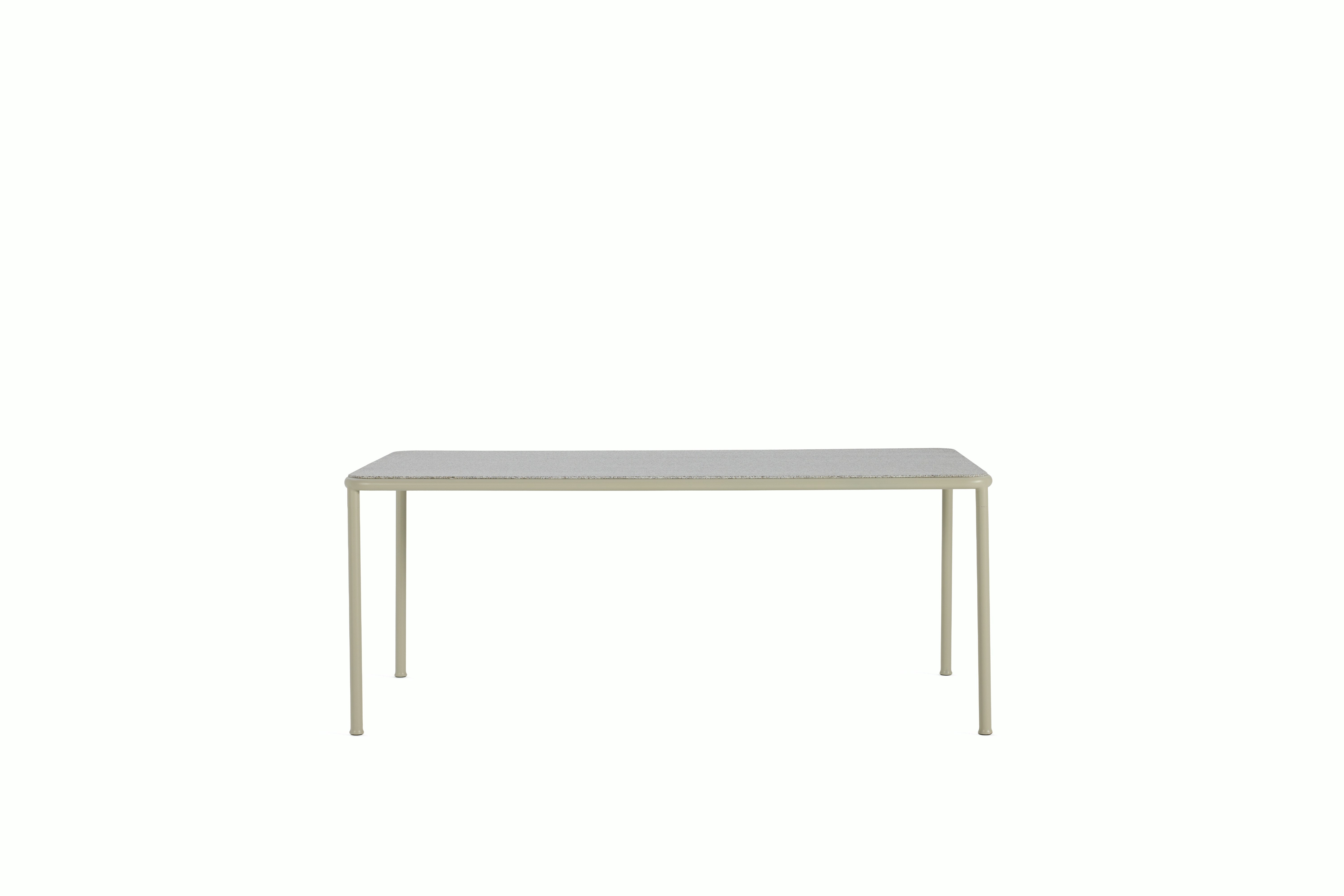 A Campus Outdoor Dining Table in Pebble Grey viewed from the front.