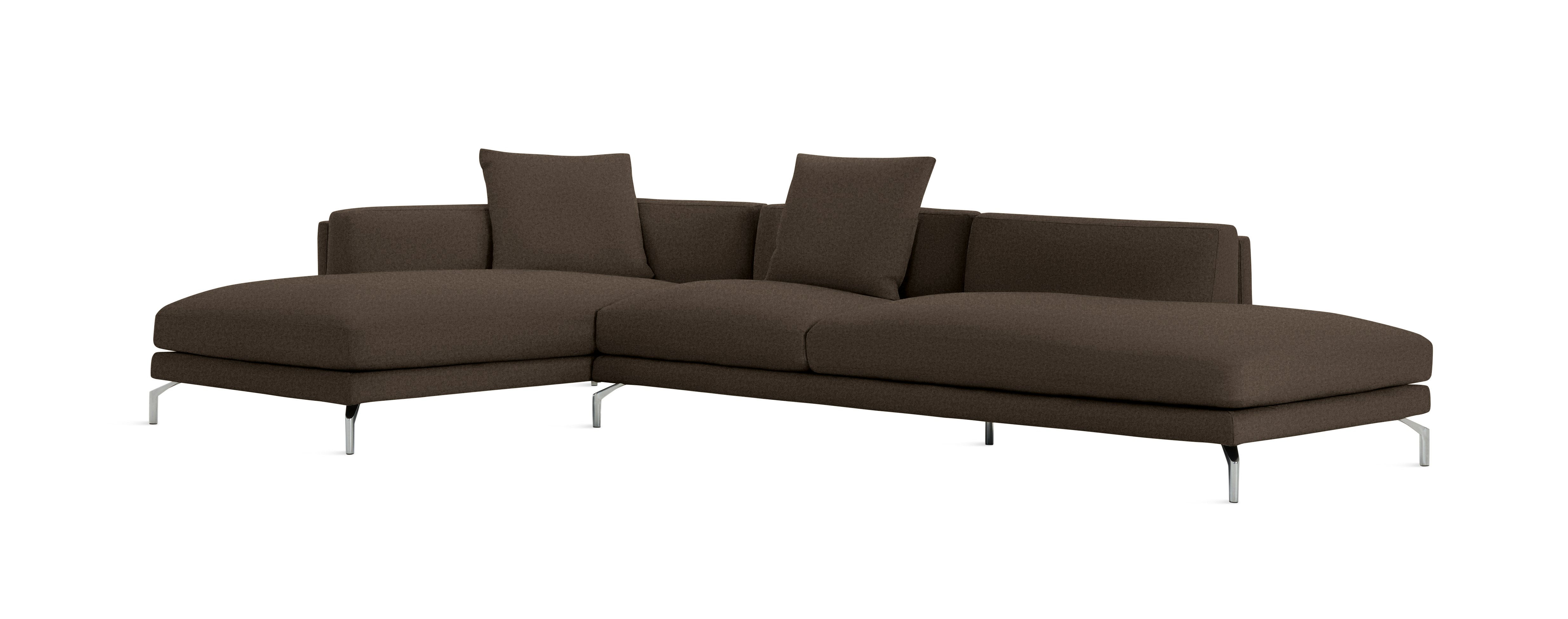 A Como Open Sectional in Pecora: Chocolate viewed from an angle.