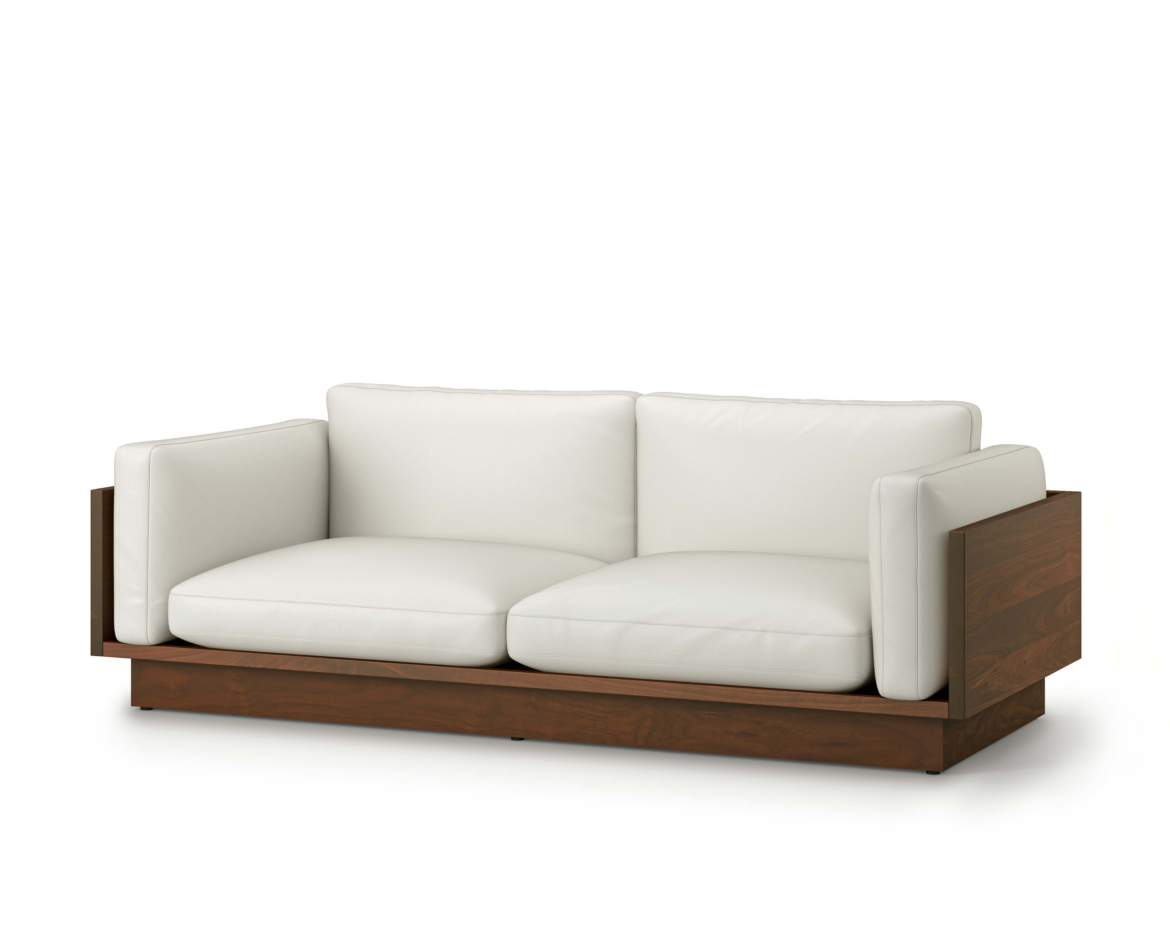 Pawson Drift Sofa - 93 Inch, Raise Leather, Creme, Tudor Walnut