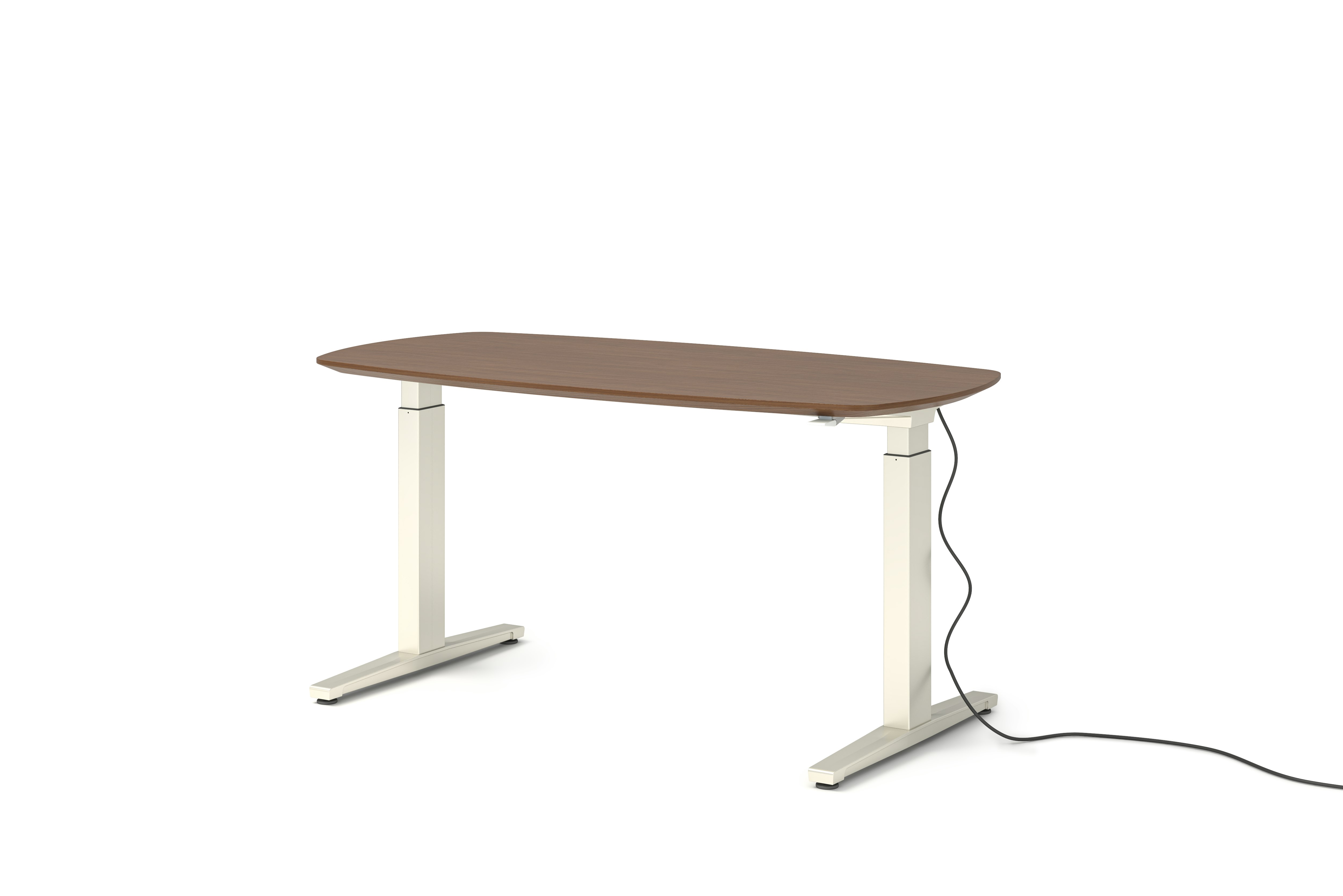Renew Executive S2S Desk 29x58, Veneer Walnut, White / White, Simple Cover, Standard Power