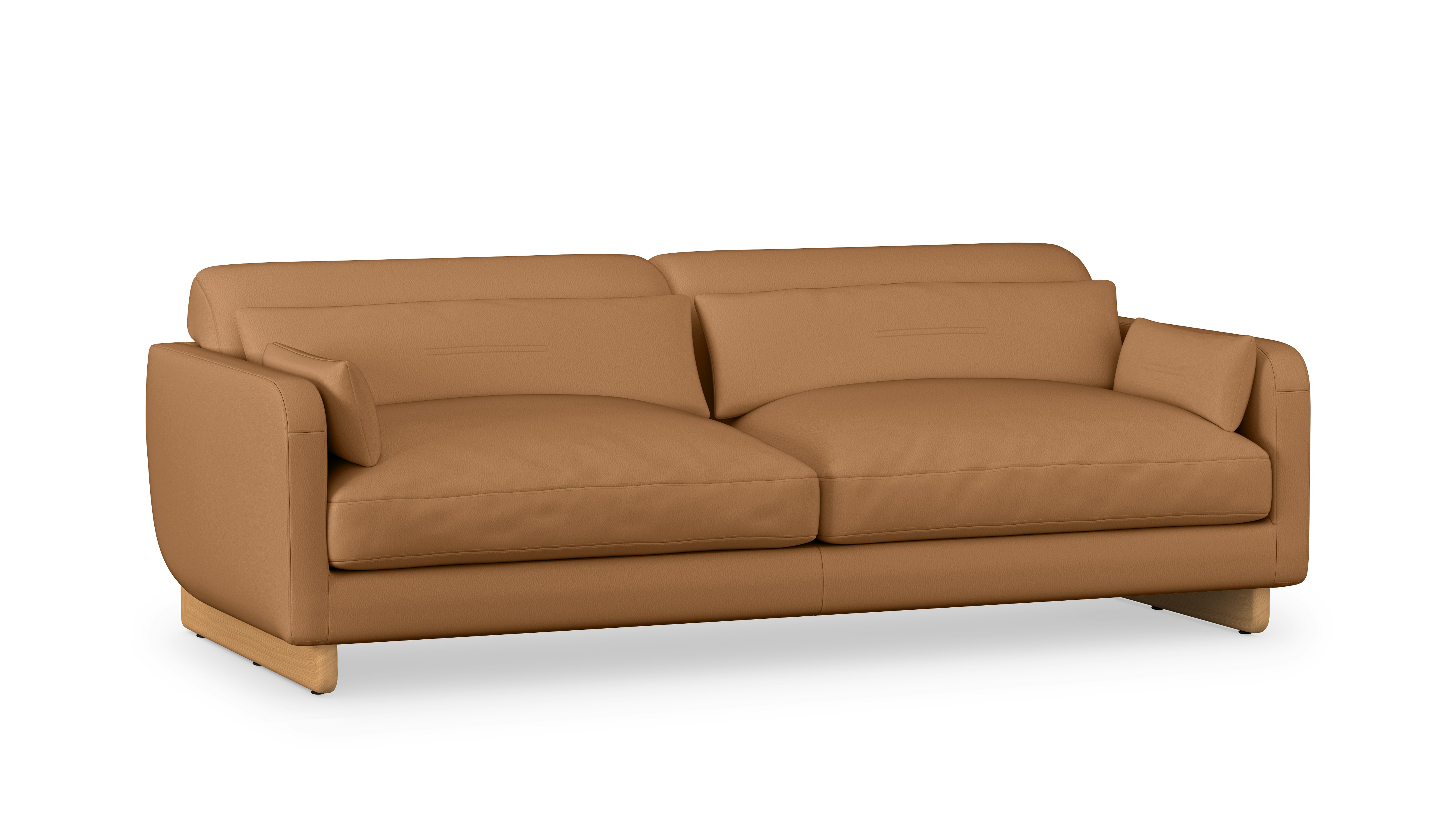 Contra Sofa - 84 Inch, Prone Leather, Bricolage, Oak