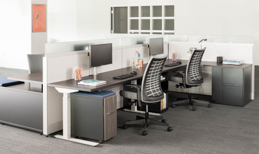 Knoll Tone height-adjustable table with fully-painted white base 