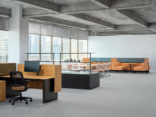 Dividends Skyline System Height-Adjustable Table Screens Storage Lounge