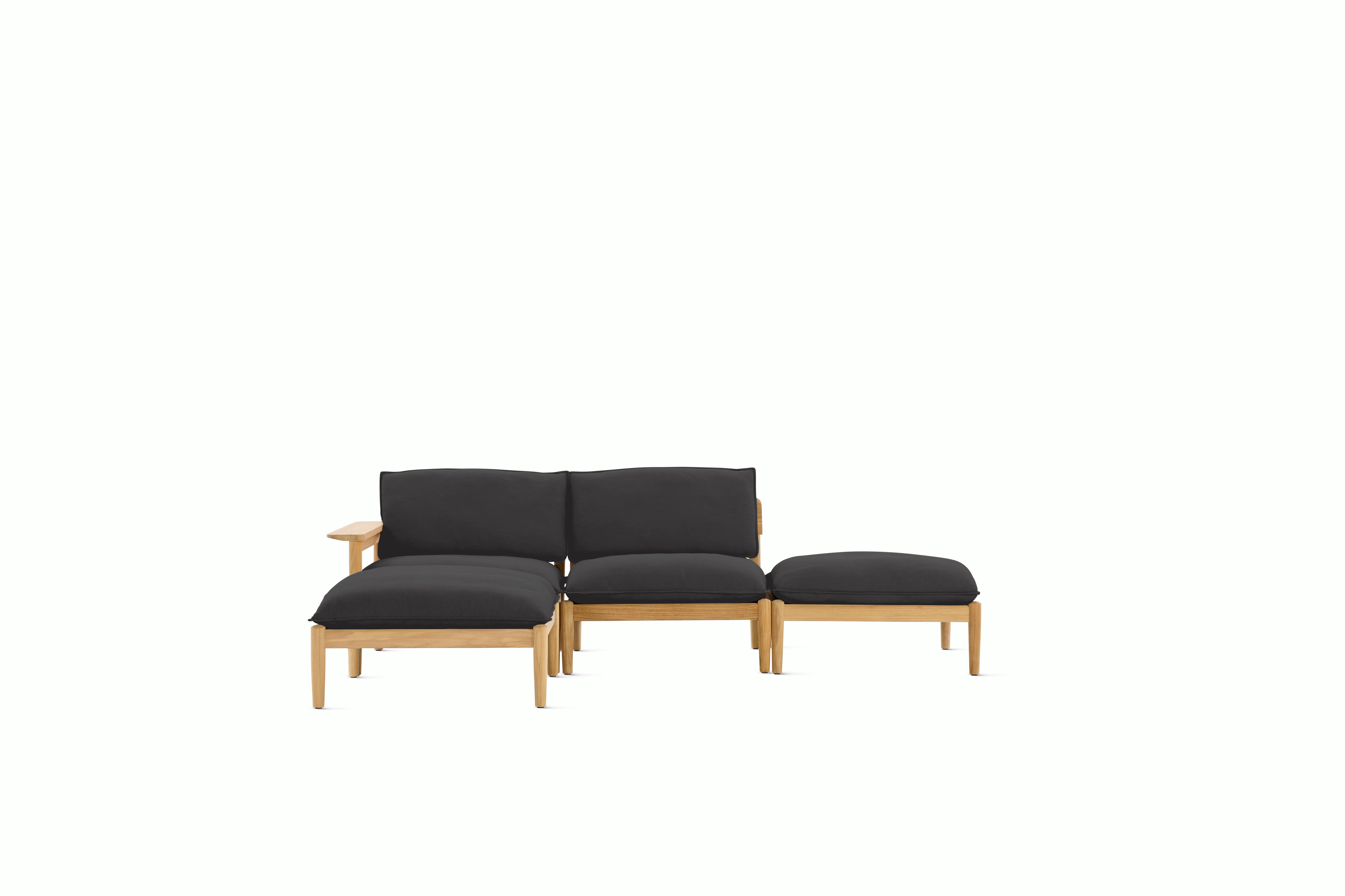 Terassi Open Sectional - Left Arm,  Char, FSC Certified