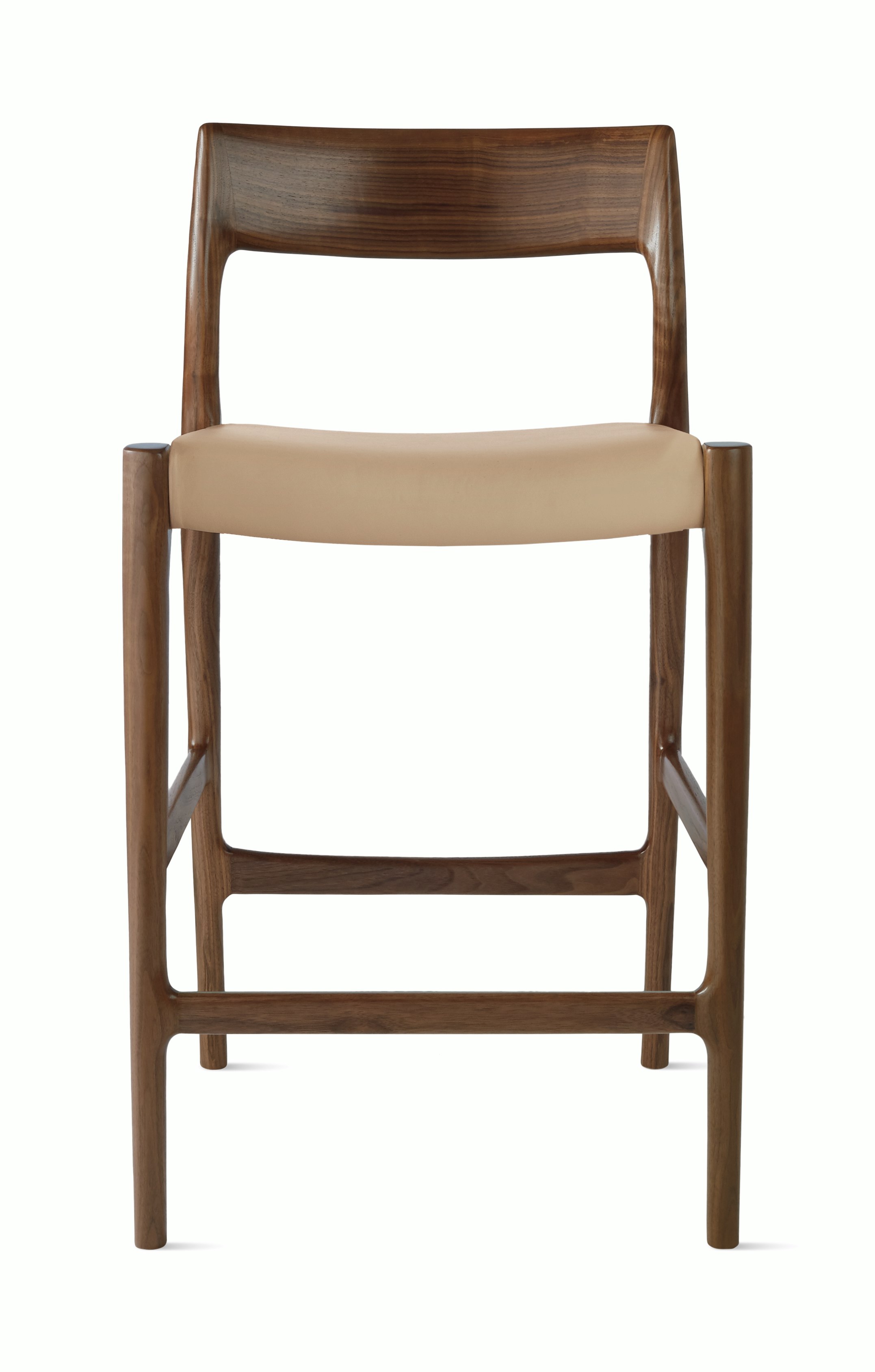 Moller Model 77 Stool - Counter Height,  Walnut,  Leather,  Dune