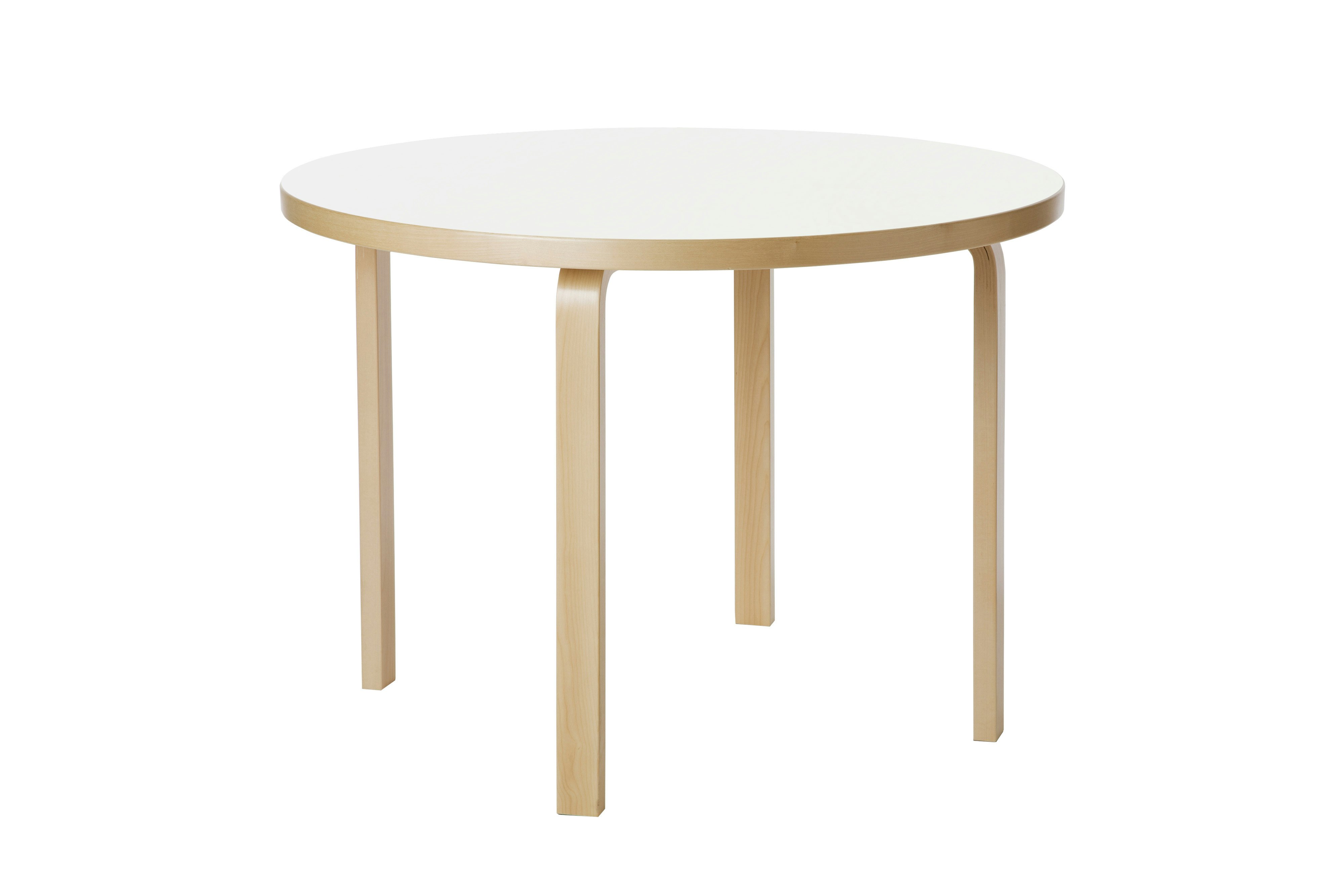 L-Leg Table - Round, 49 Inch , White Laminate