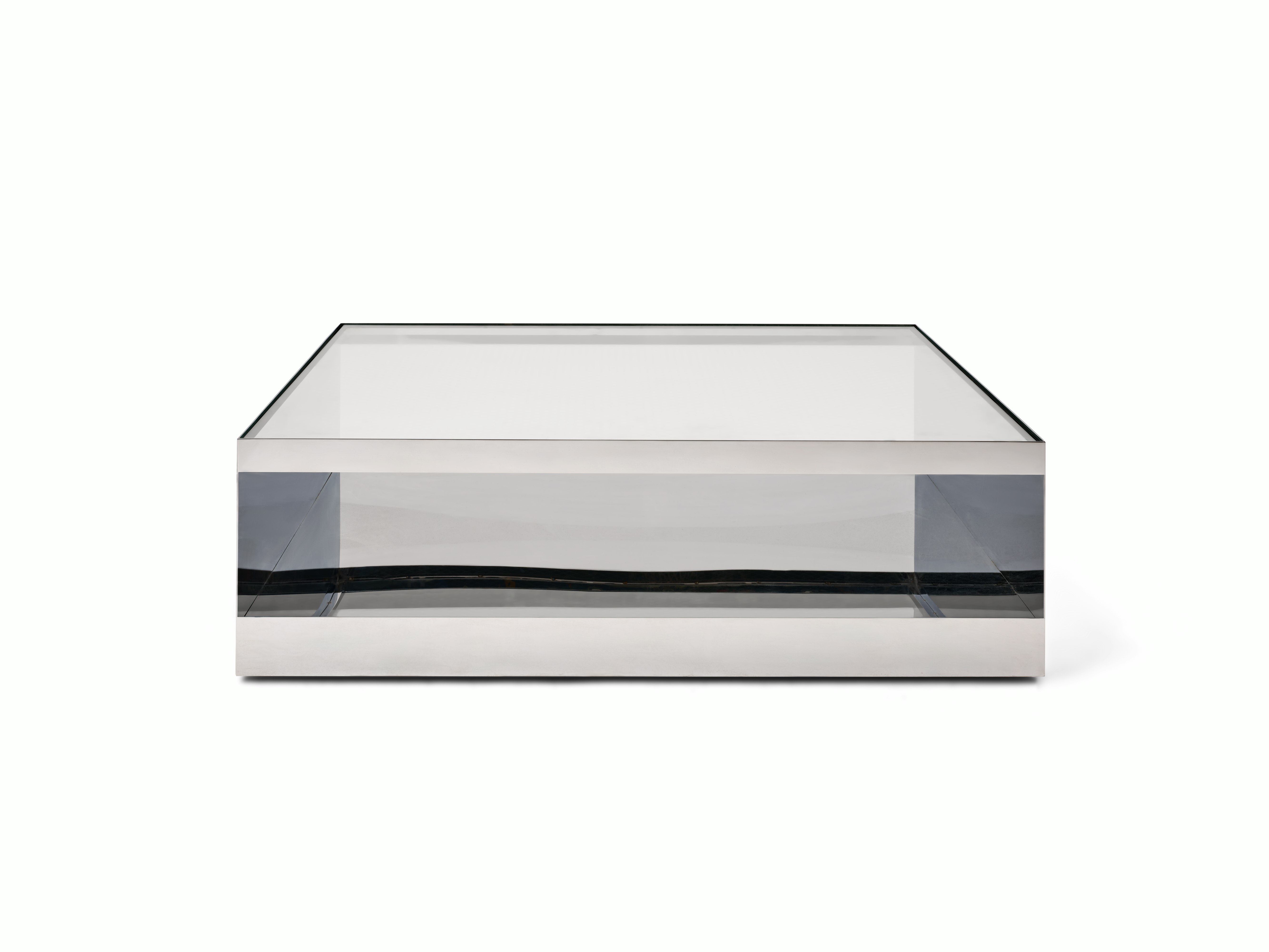 D Urso Occasional Tables - large,  stainless steel,  clear glass