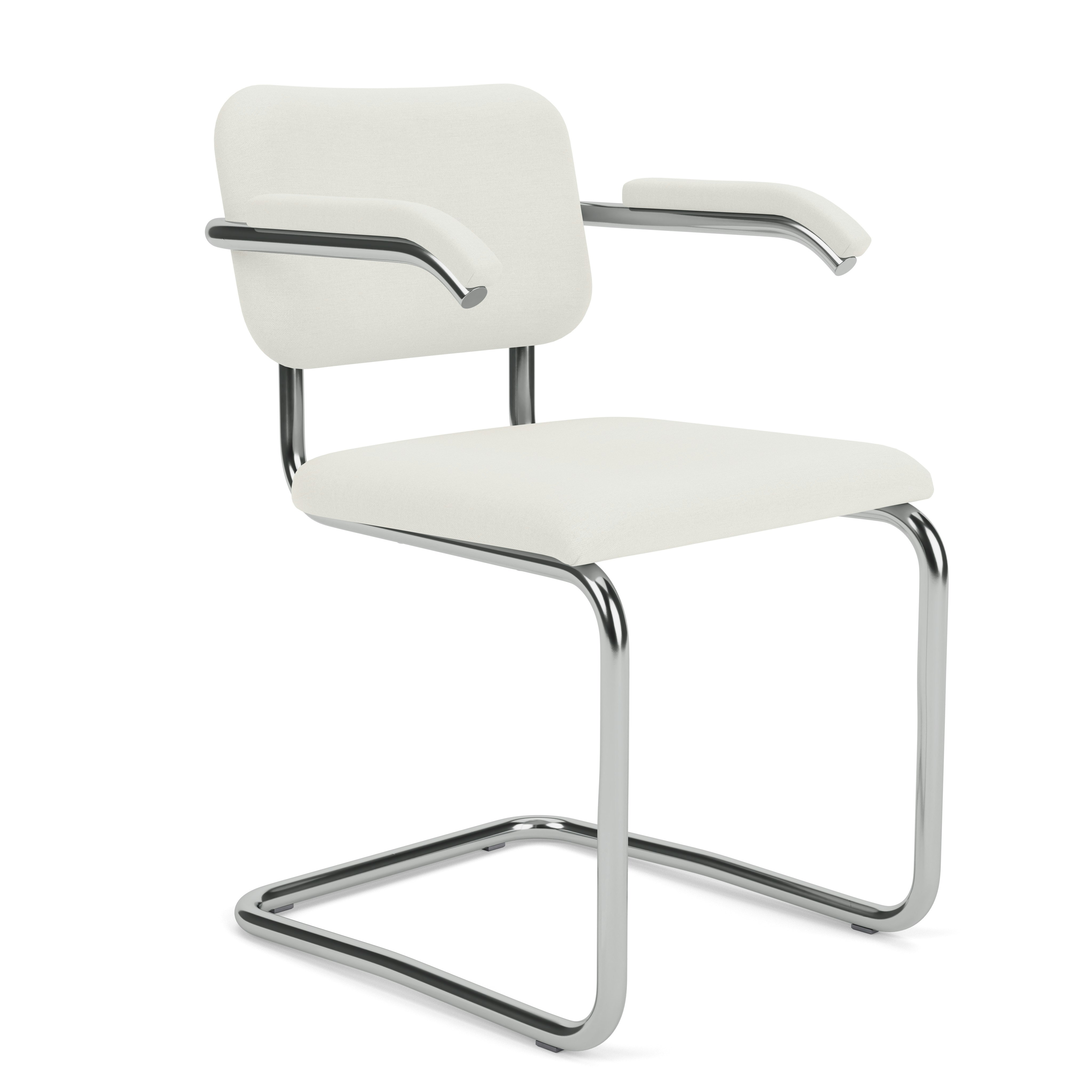 Cesca Armchair, Fully Upholstered, Upholstered Seat, Volo Leather, White