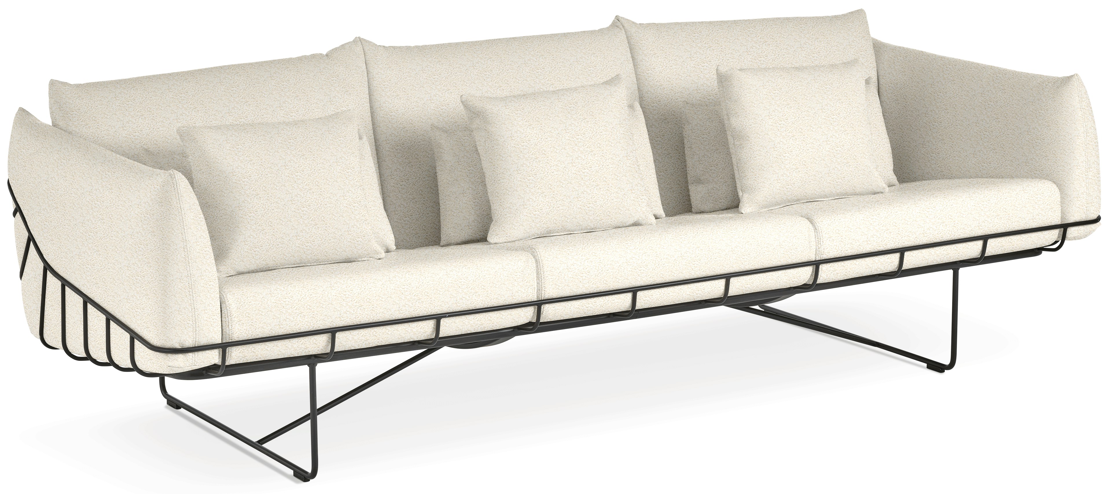 Wireframe Sofa -  3-Seat,  Whim,  Warm White,  Black