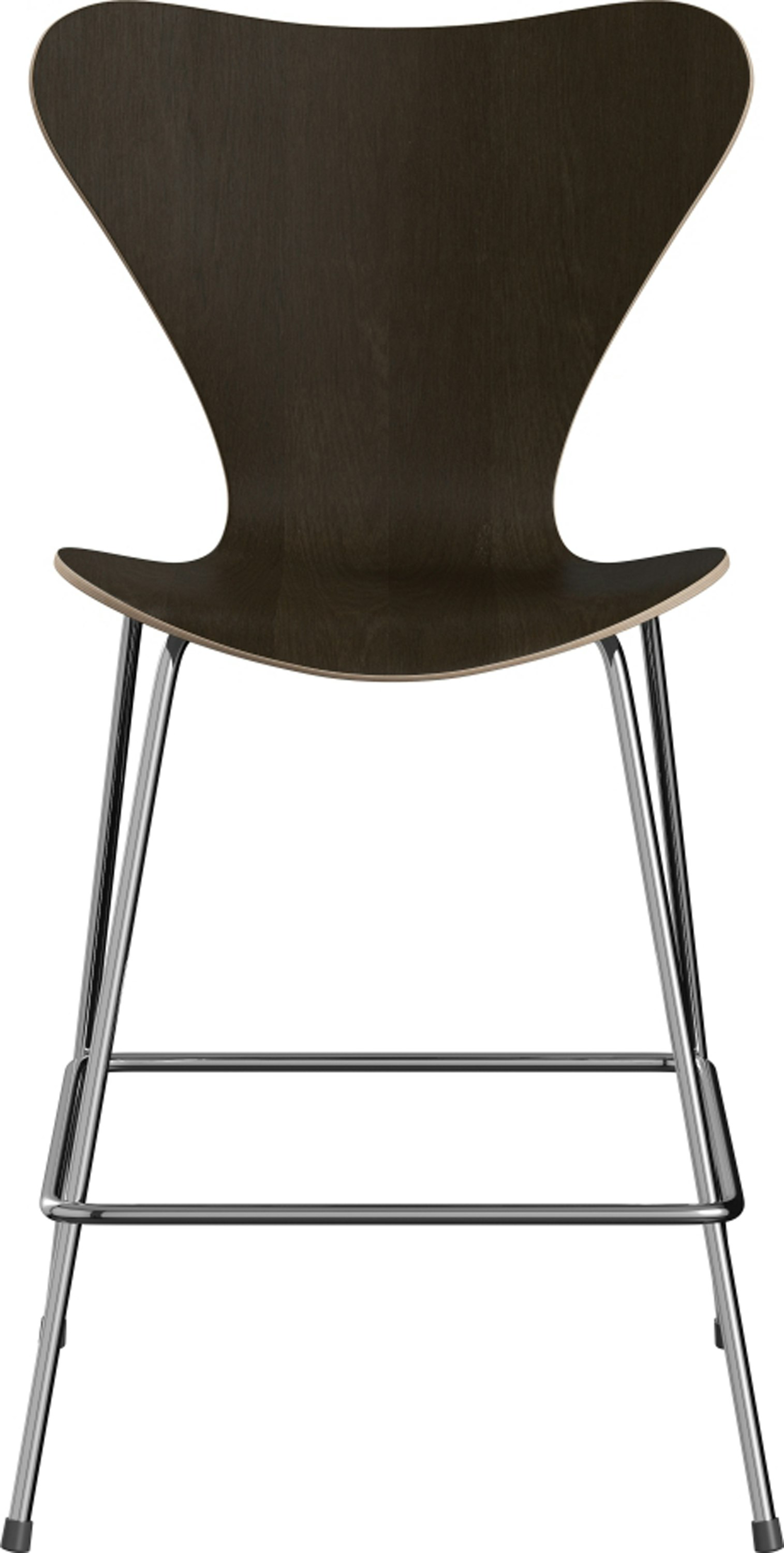 Series 7 Counter Stool - Natural Veneer, Dark Stained Oak, Chromed Steel