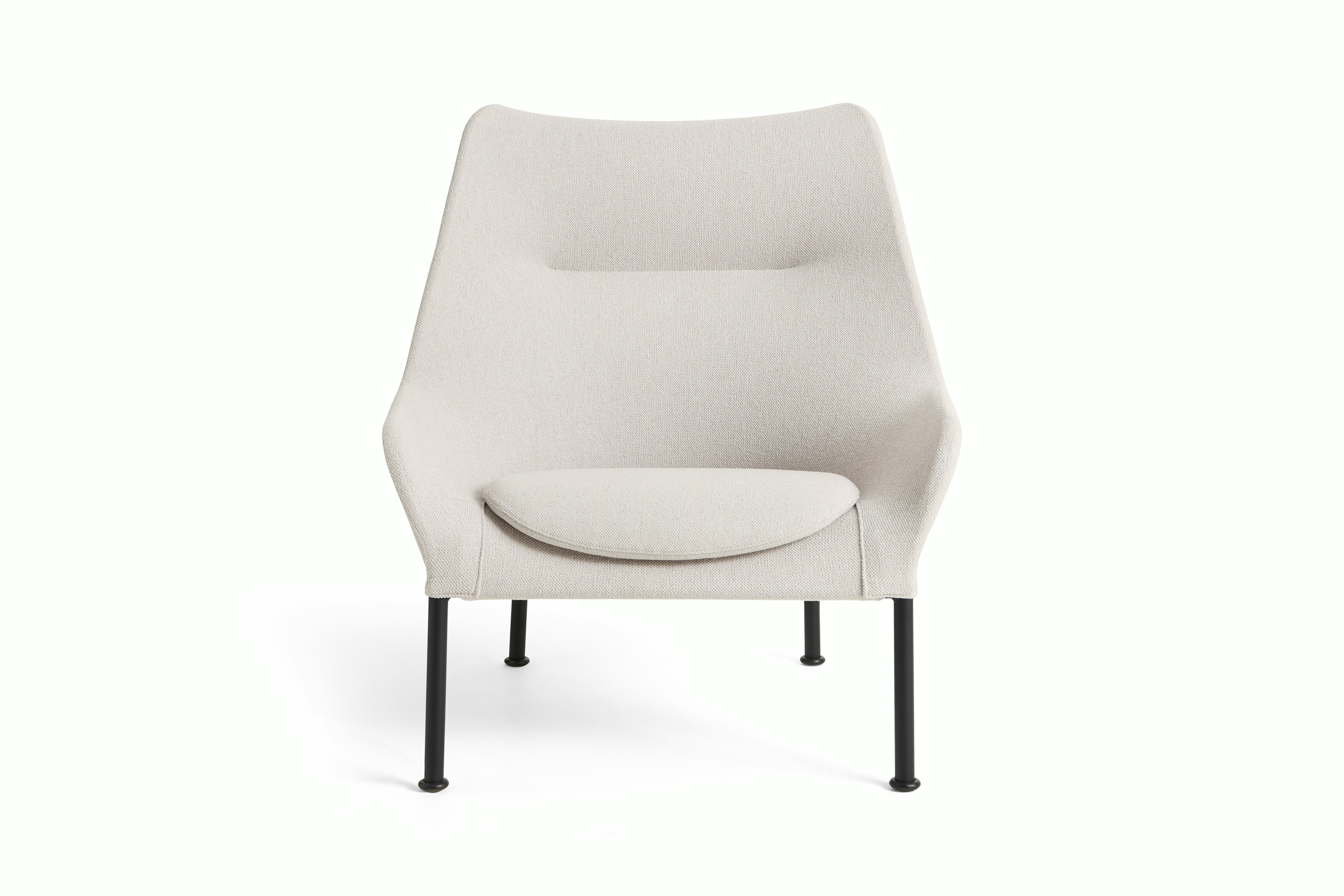 Light gray O2 Lounge Chair with black base, angled front view on white background.