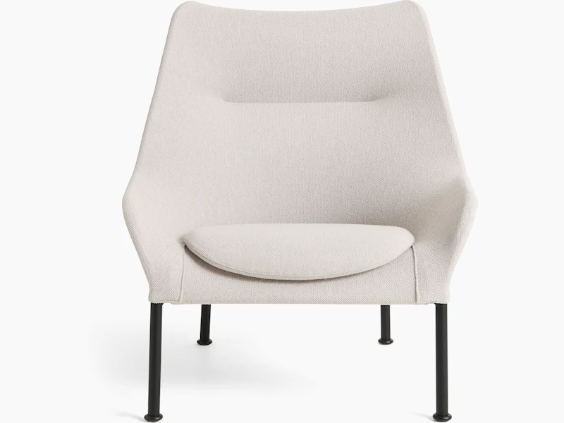 Light gray O2 Lounge Chair with black base, angled front view on white background.