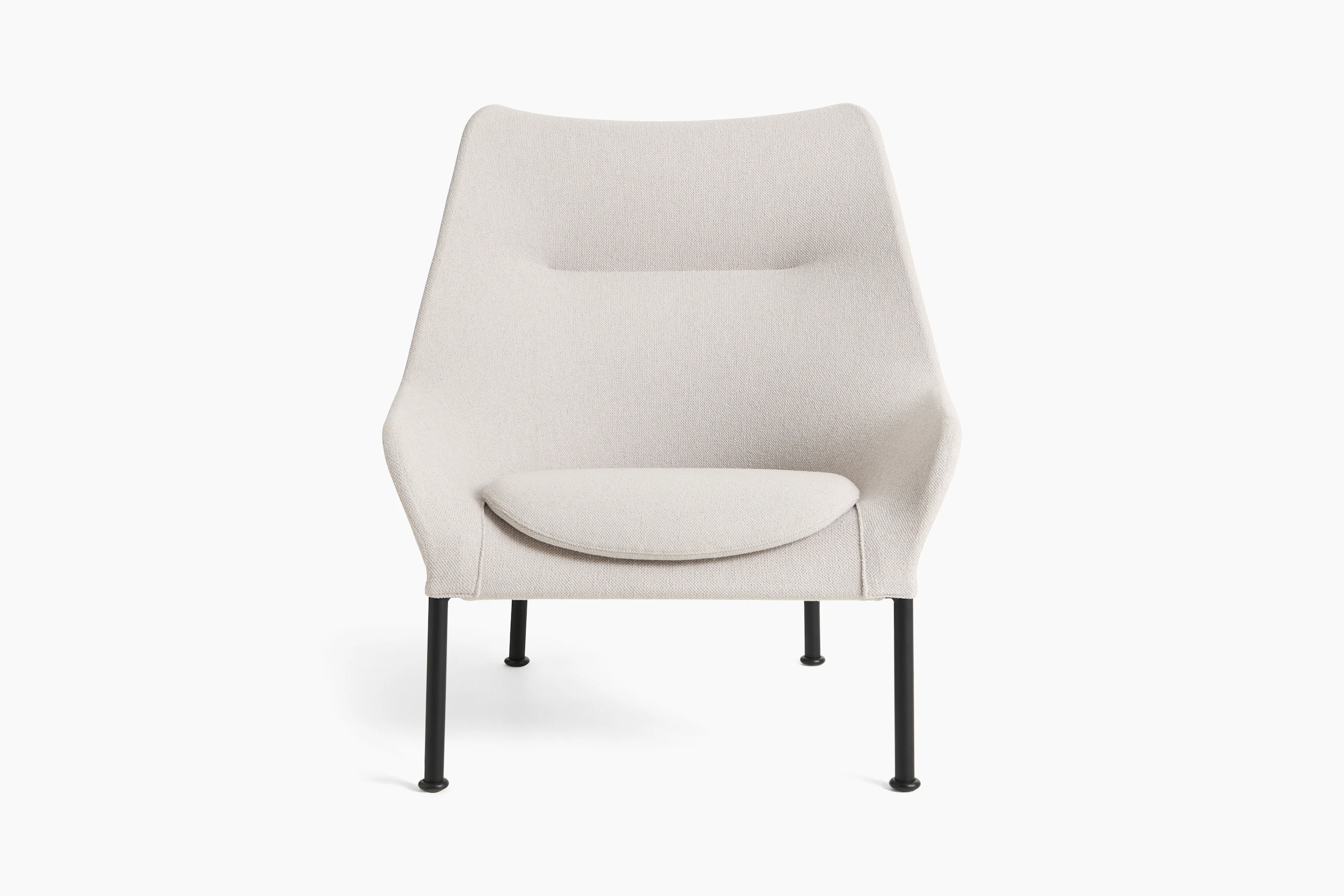 Light gray O2 Lounge Chair with black base, angled front view on white background.