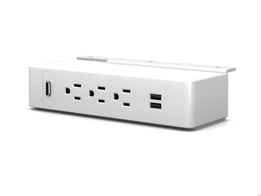 Table Undermount Electrical Outlet, 311, White Body/White Bracket