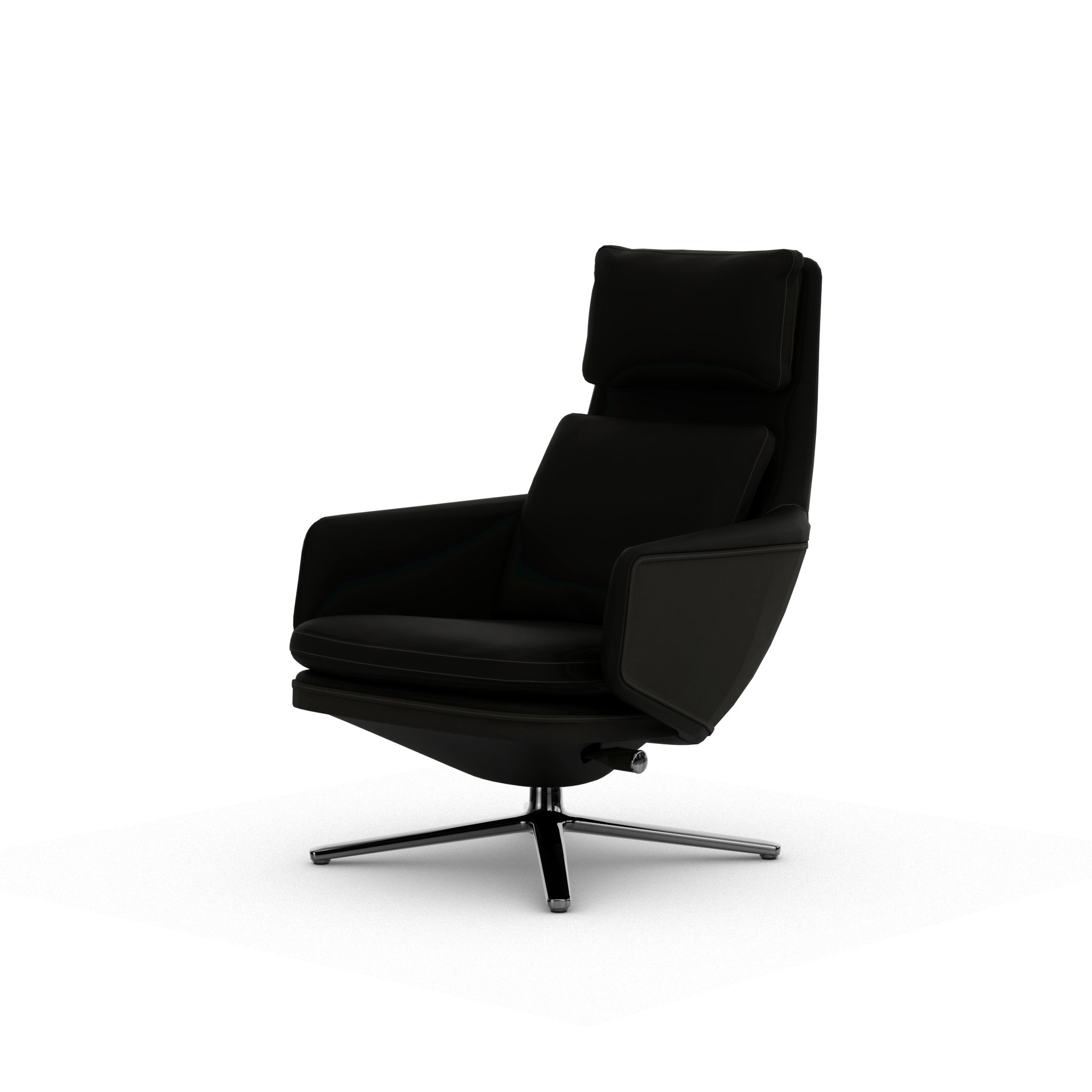 Grand Relax Lounge Chair - Leather Forte, Chocolate, Back Uph, Leather Forte, Chocolate, Polished Aluminum