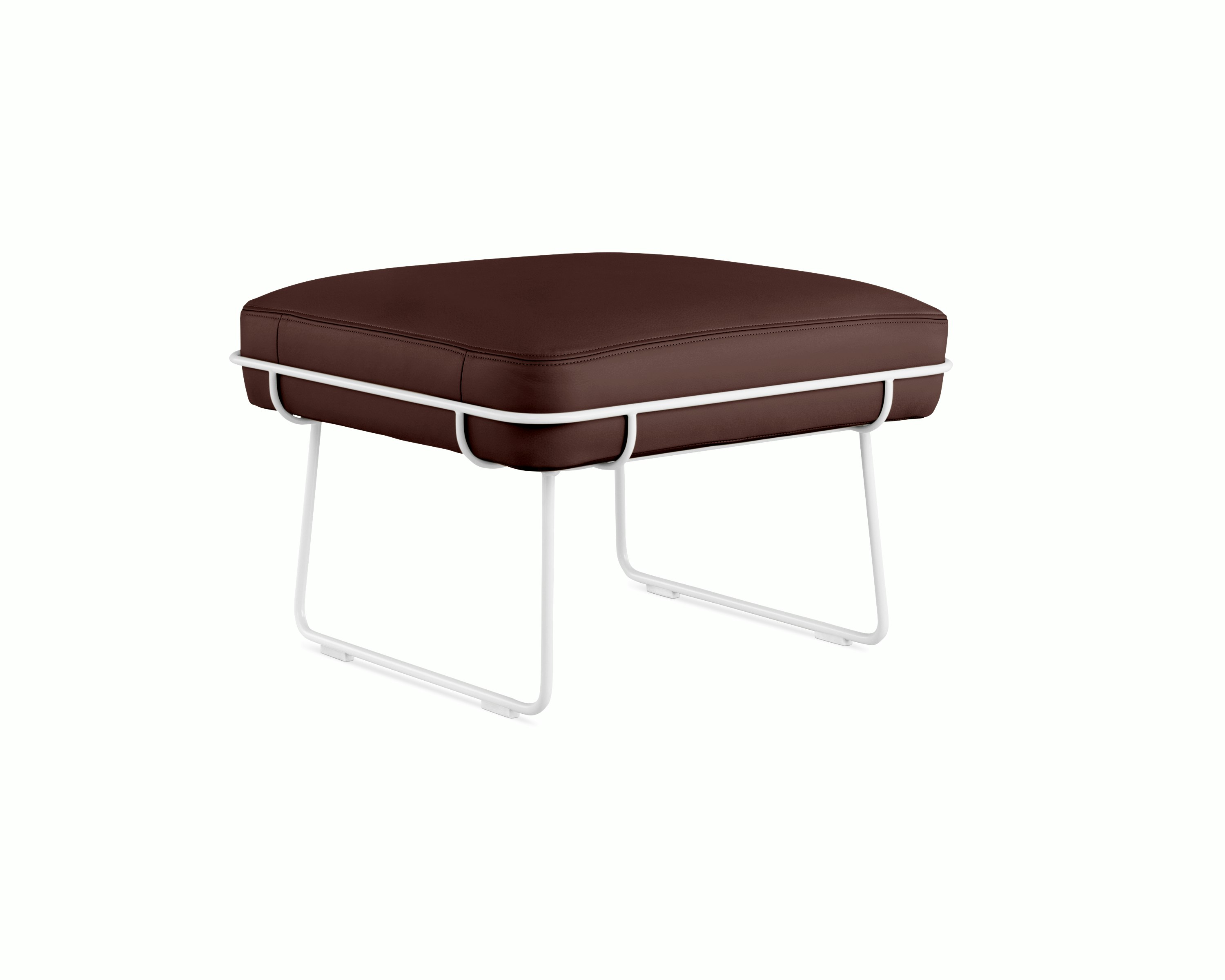 Wireframe Ottoman -  Prone Leather,  Mantra,  White