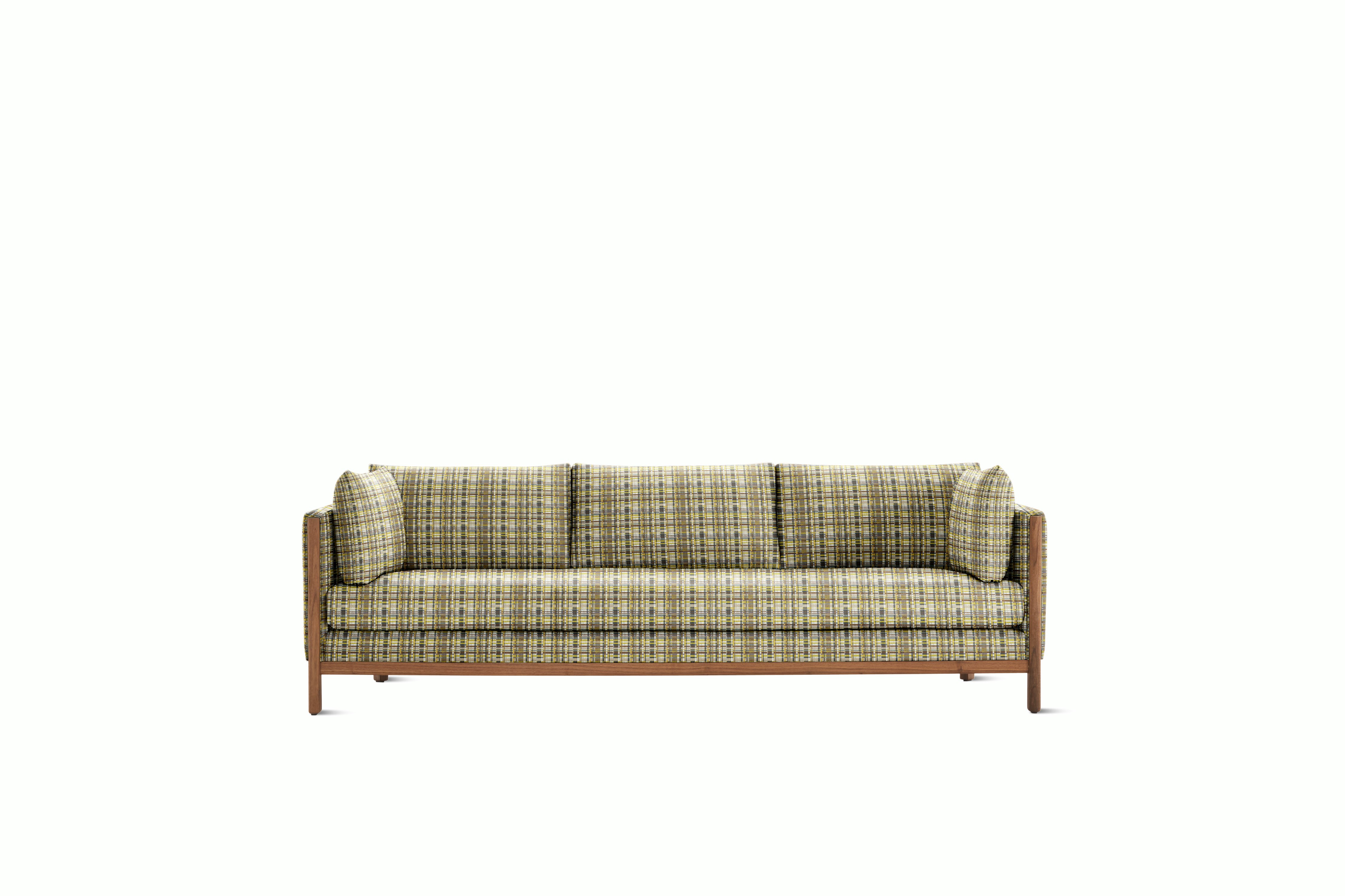 Emmy 92 Sofa - Stepped Plaid,   Trail,   Walnut Base