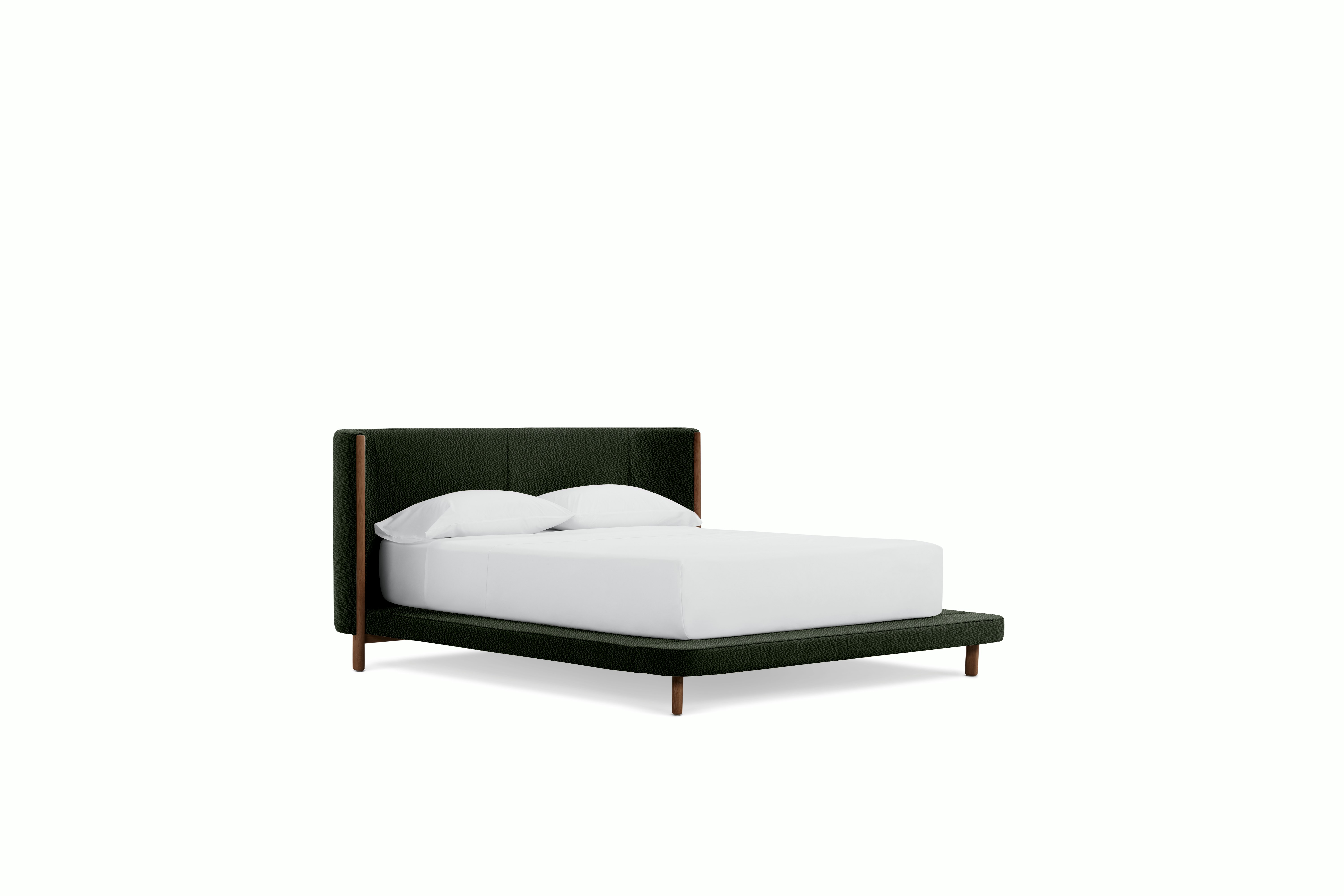 Emmy Bed - Tall, Queen, Walnut, Turf, Dark Green