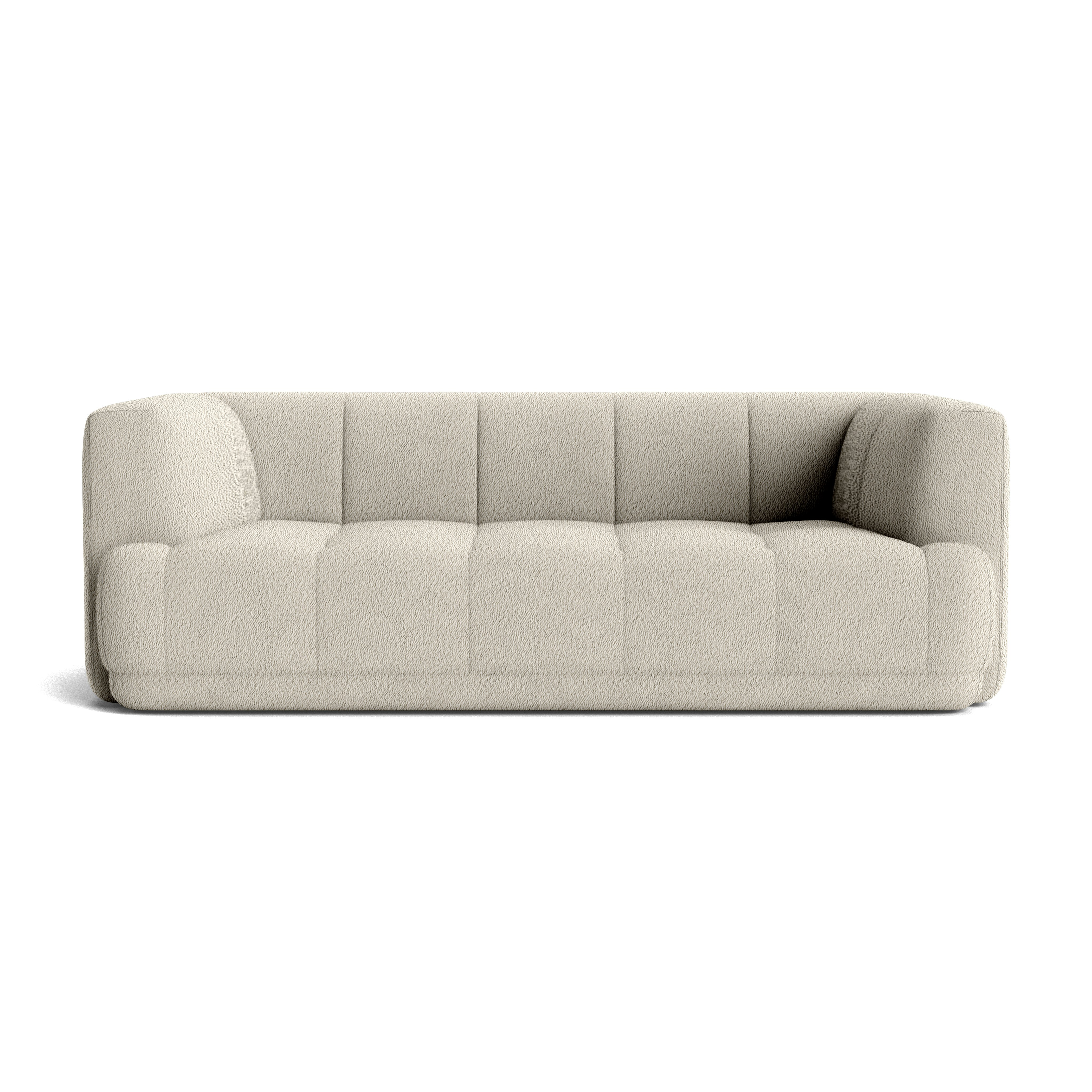 A Quilton Sofa - 2-Seat Sofa, Turf, Cream Melange in Melange viewed from the front.