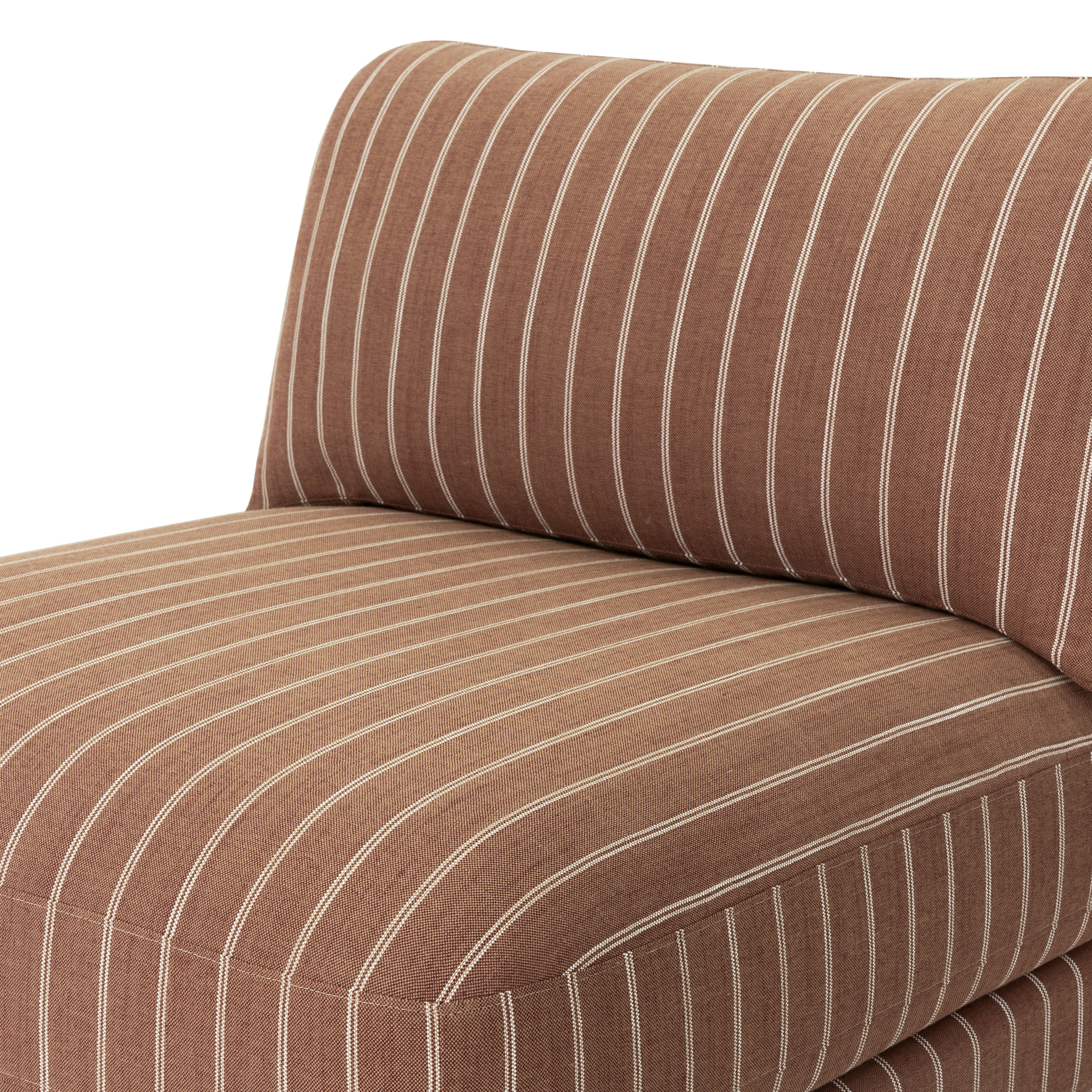 A detailed look at a Stack Outdoor Lounge Chair in Terra Rossa.