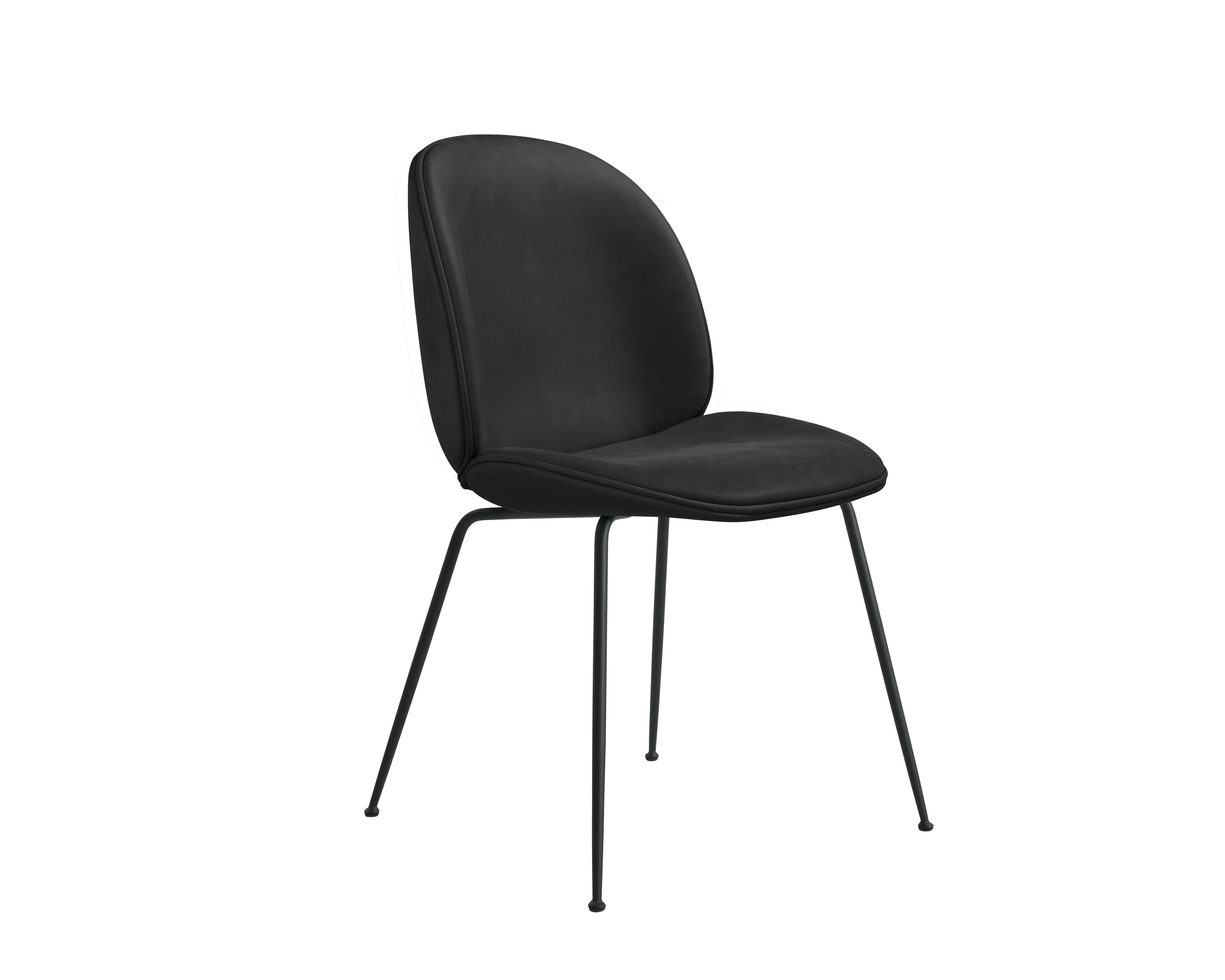 A Beetle Side Chair in black black, metal viewed from an angle.