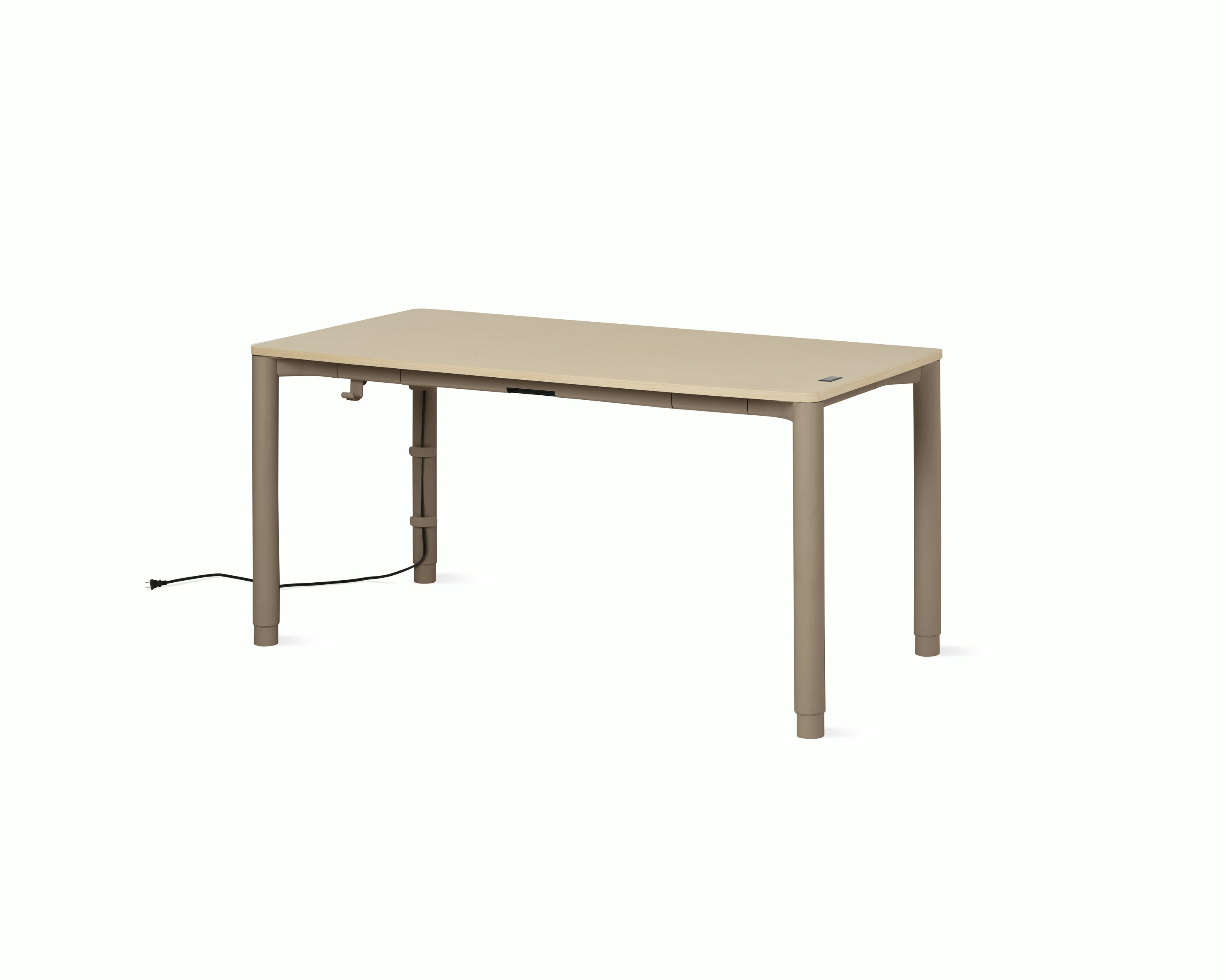 Spout S2S Table - 30" x 60"",  Veneer Clear on Ash,  Cocoa,  With Cable Tray,  With Storage Drawer,  Standard Height"