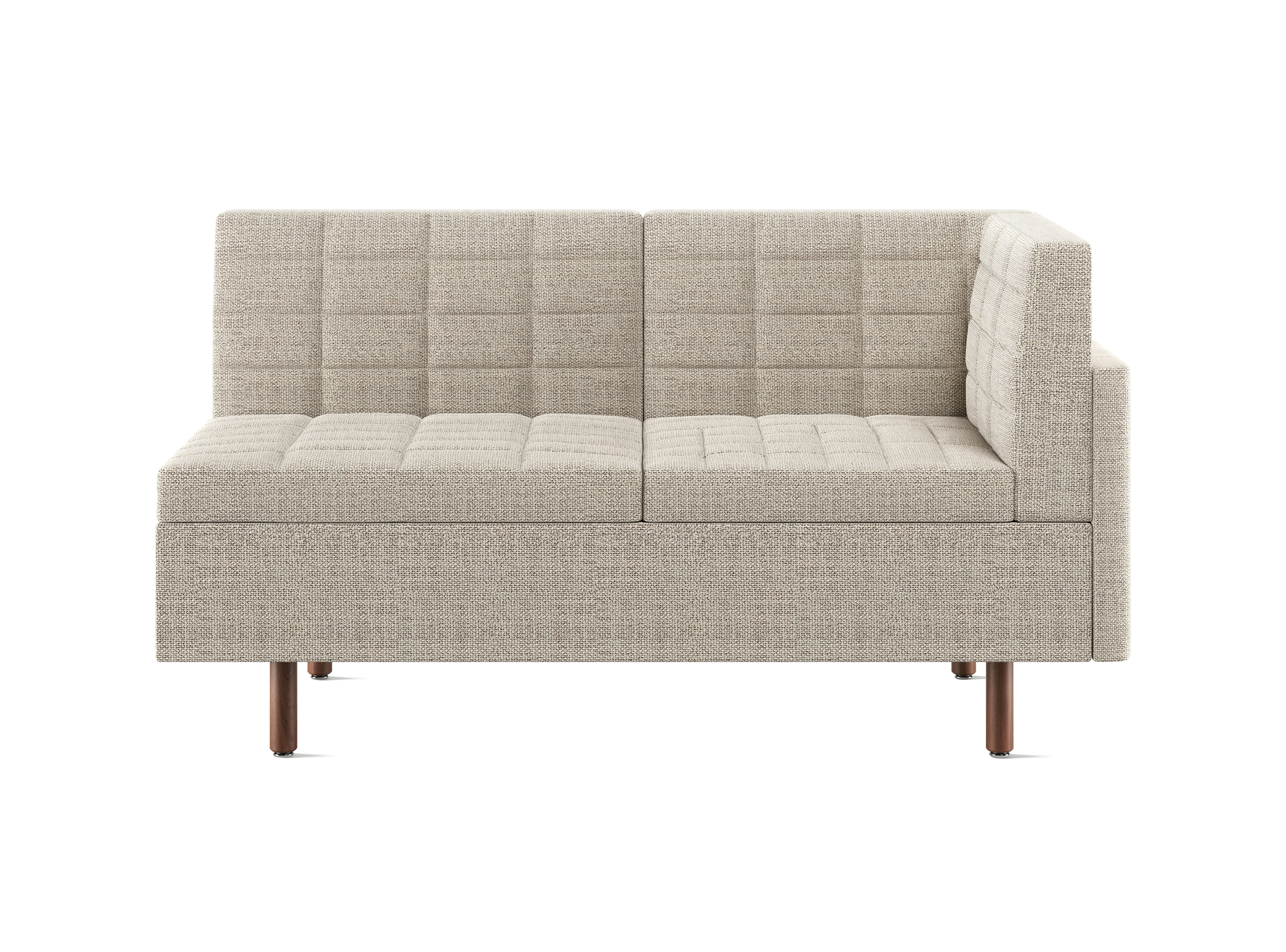 Tuxedo Classic Corner Settee, Right, Capri, Stone, Walnut