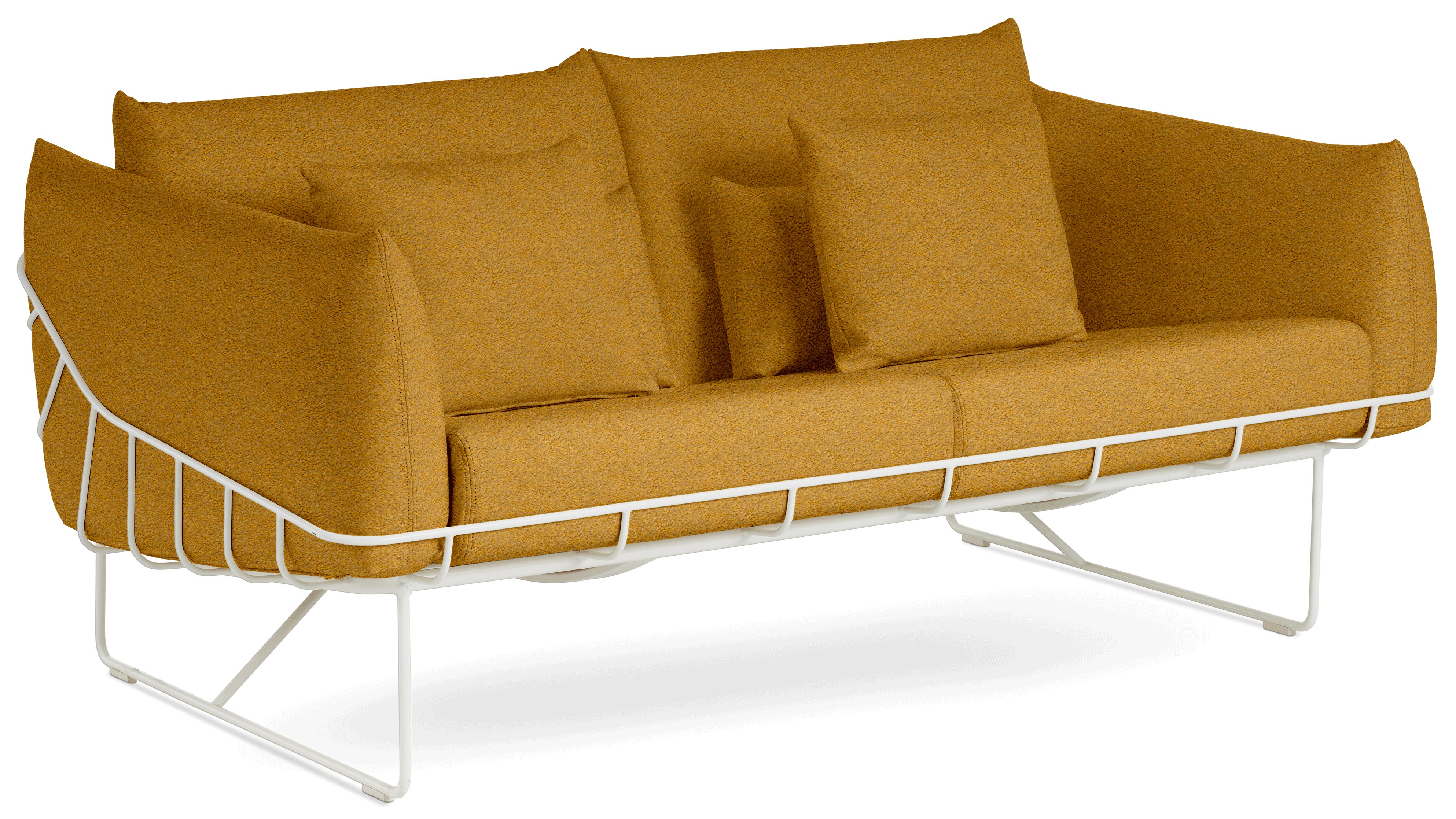 Wireframe Sofa -  2-Seat,  Whim,  Mustard Seed,  White