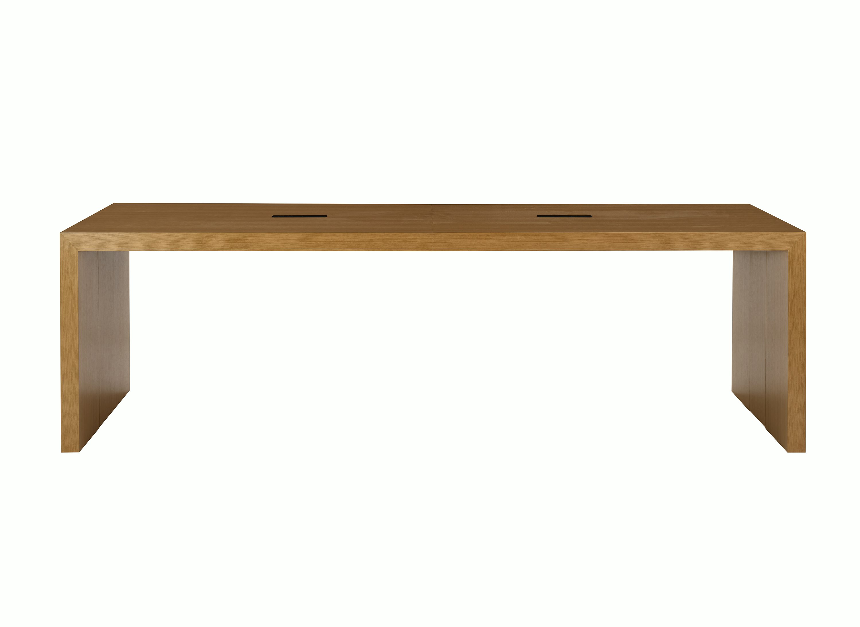 JD Waterfall Table in Oak Counter Height, front view.