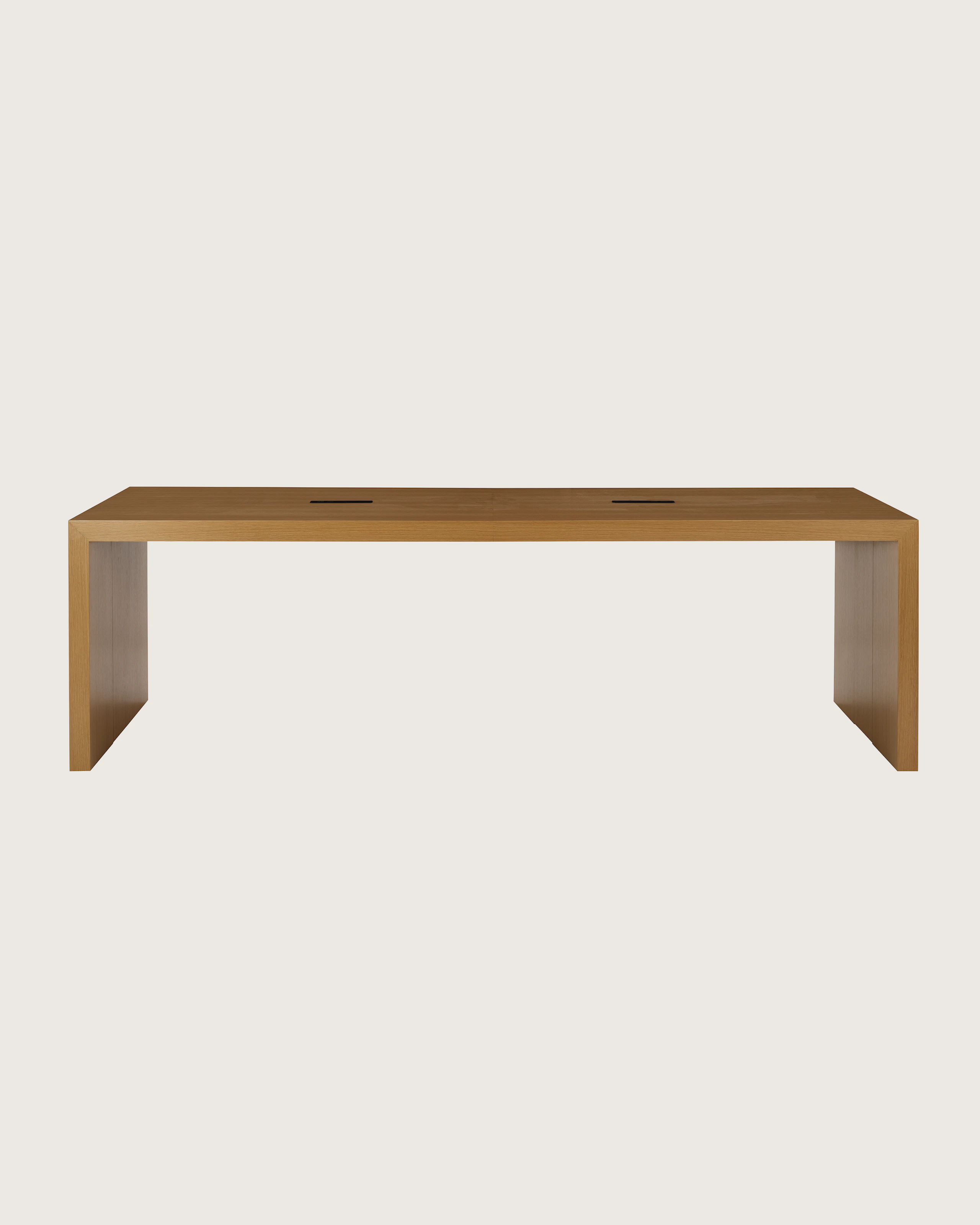 JD Waterfall Table in Oak Counter Height, front view.