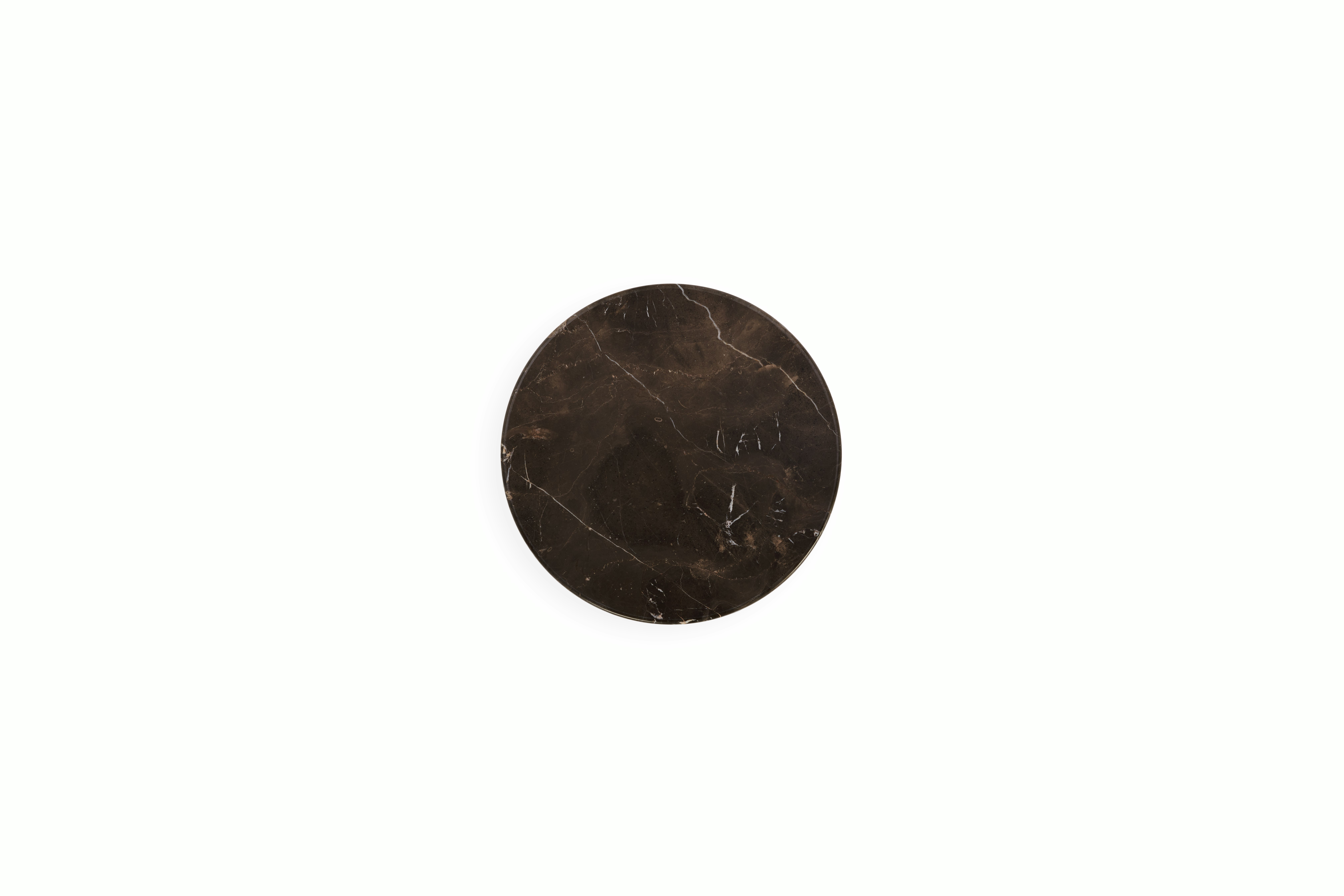 A Pinna Side Table in Espresso Walnut viewed from above.