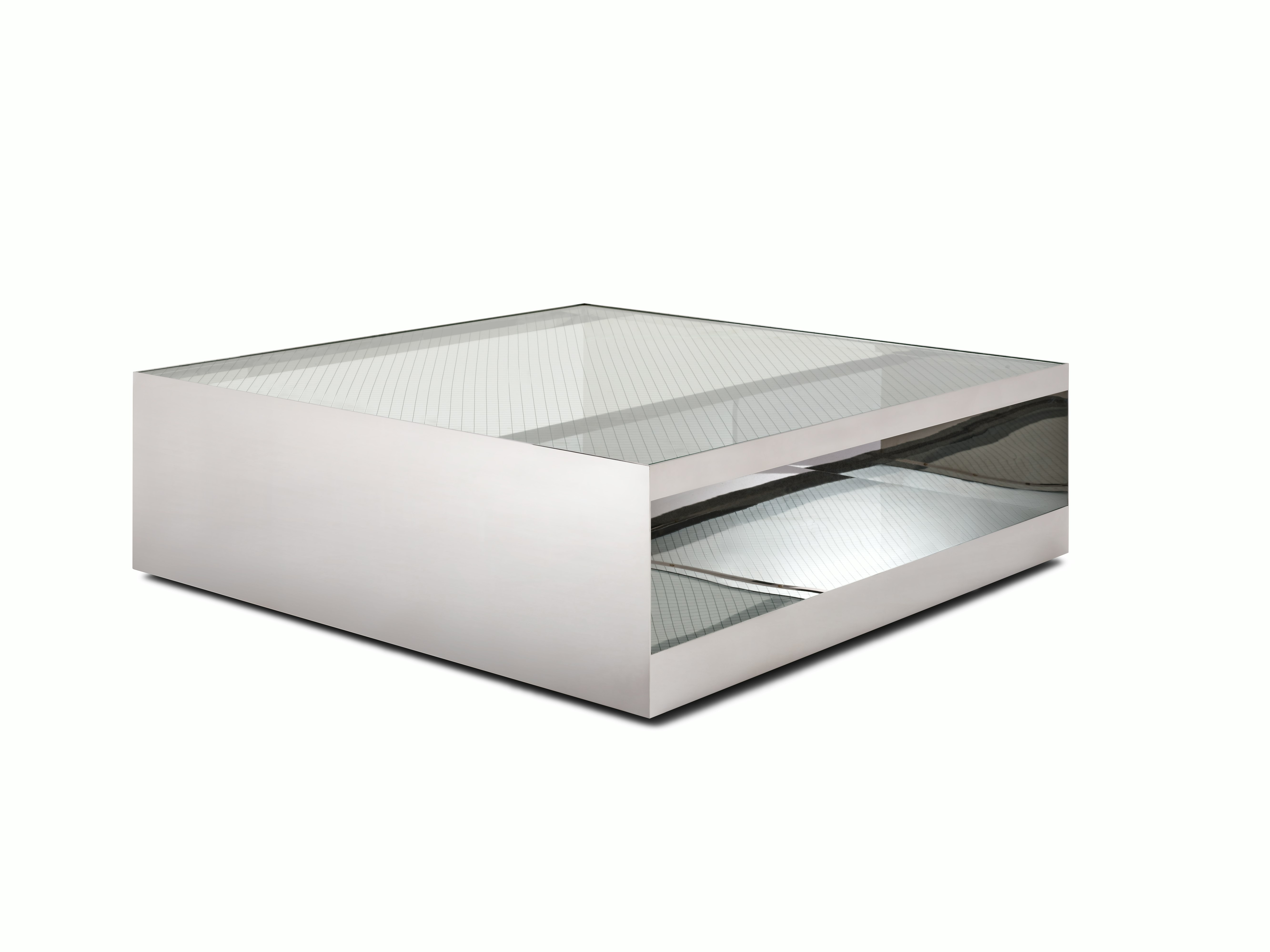 D Urso Occasional Tables - large,  stainless steel,  wired glass