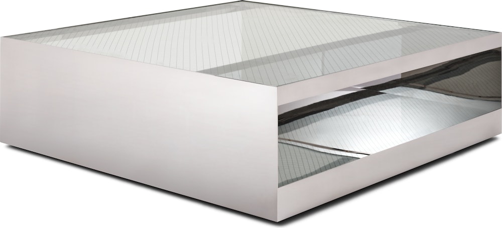 D Urso Occasional Tables - large,  stainless steel,  wired glass