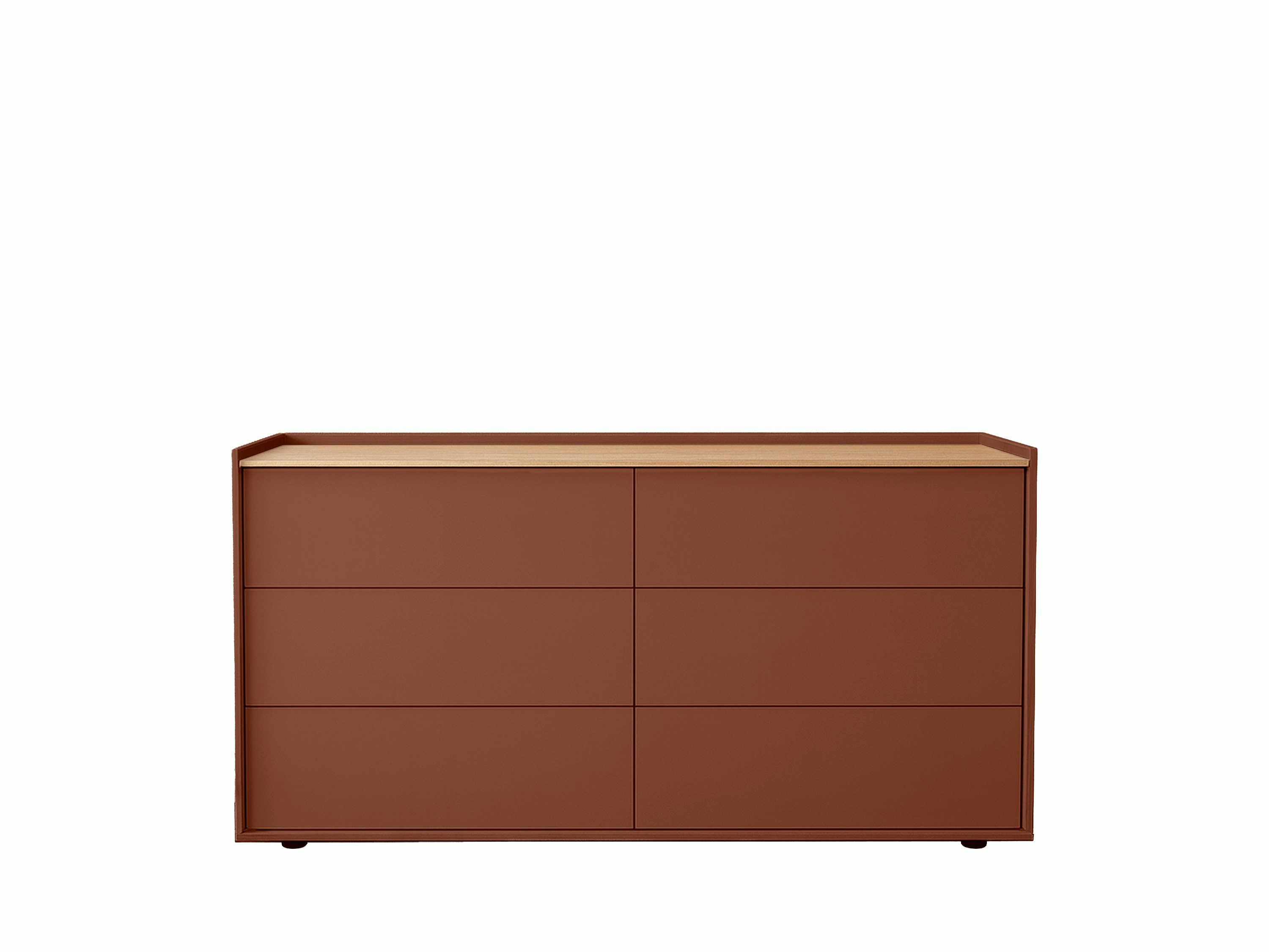 A Bera Dresser in indian, organicoak viewed from the front.