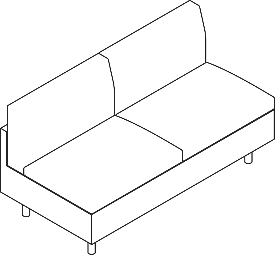 A line drawing - Tuxedo Classic Sectional Sofa | Settee | Armless