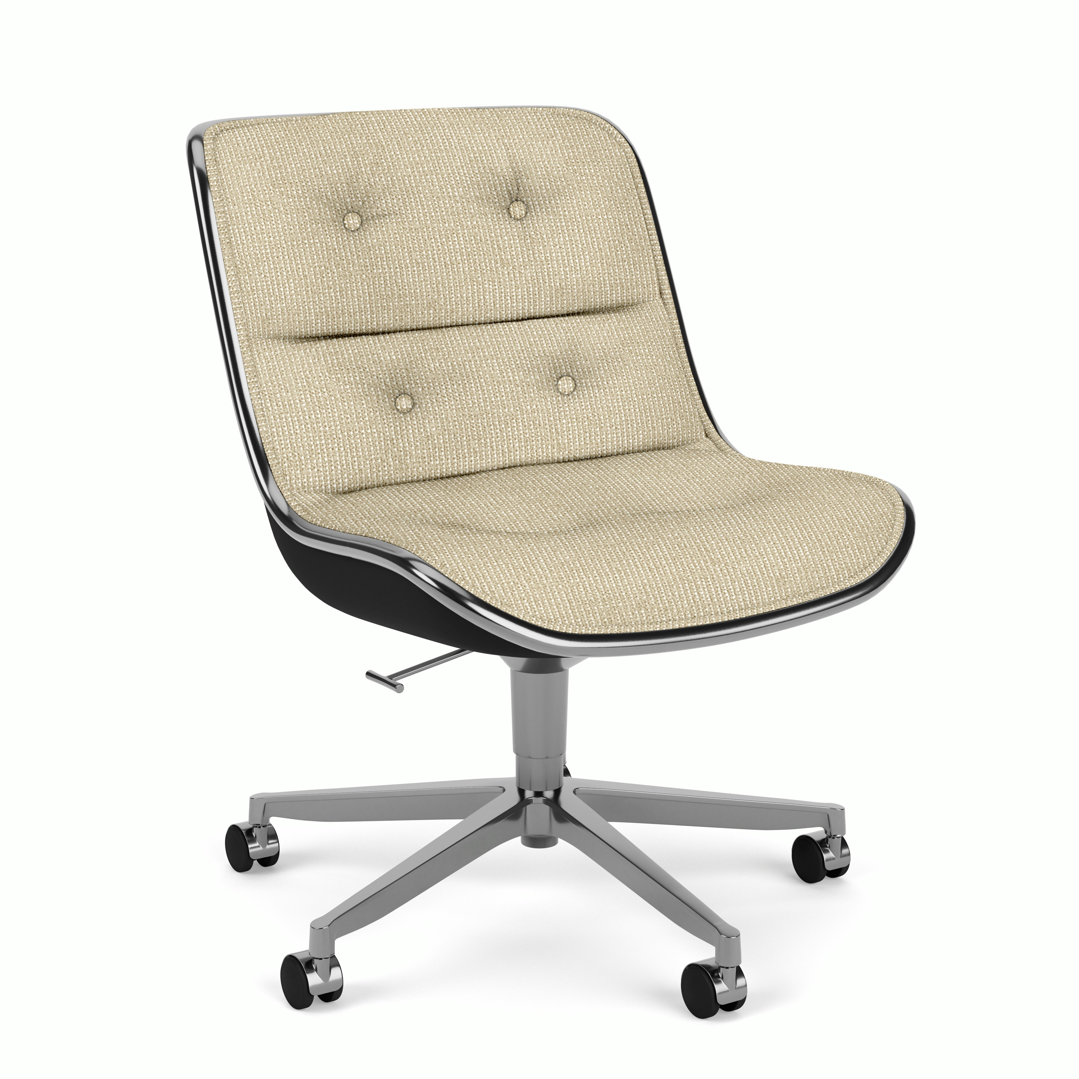 Pollock Executive Side Chair - 5 Star,  Polished Aluminum,  Prestini,  Beige and White